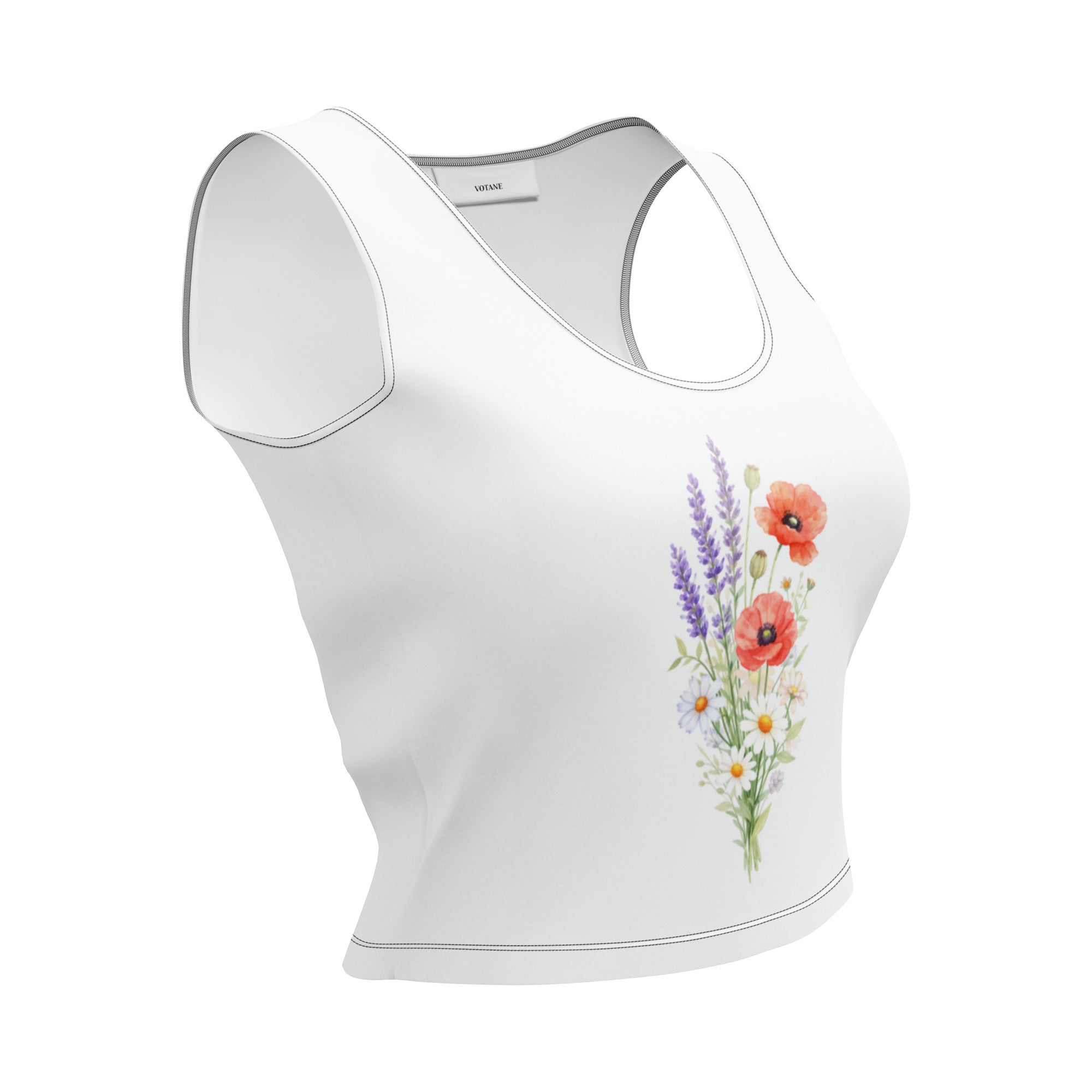 Crop top décolleté sans manches - Féminité florale - 2