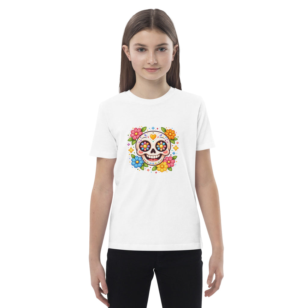 T-shirt fille coton BIO Tête de Mort Mexicaine - 1