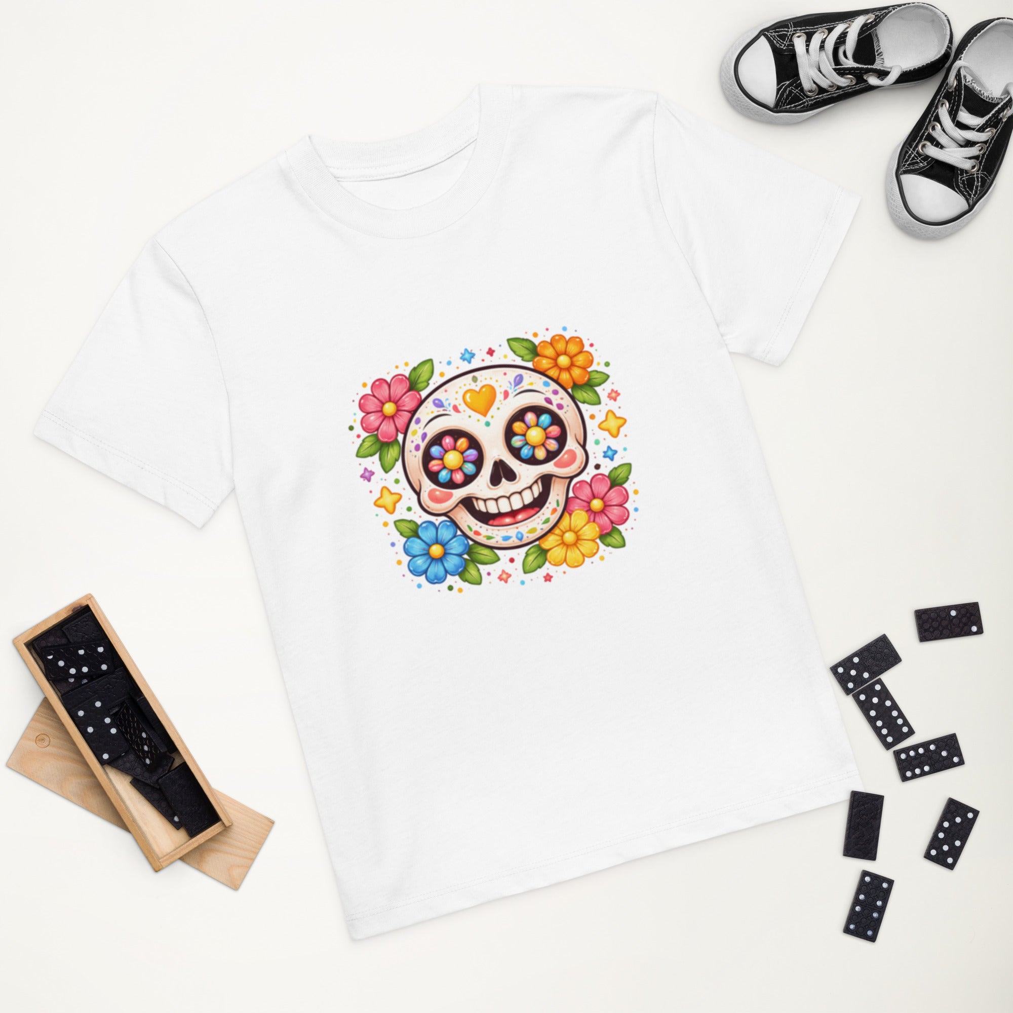 T-shirt fille coton BIO Tête de Mort Mexicaine - 5