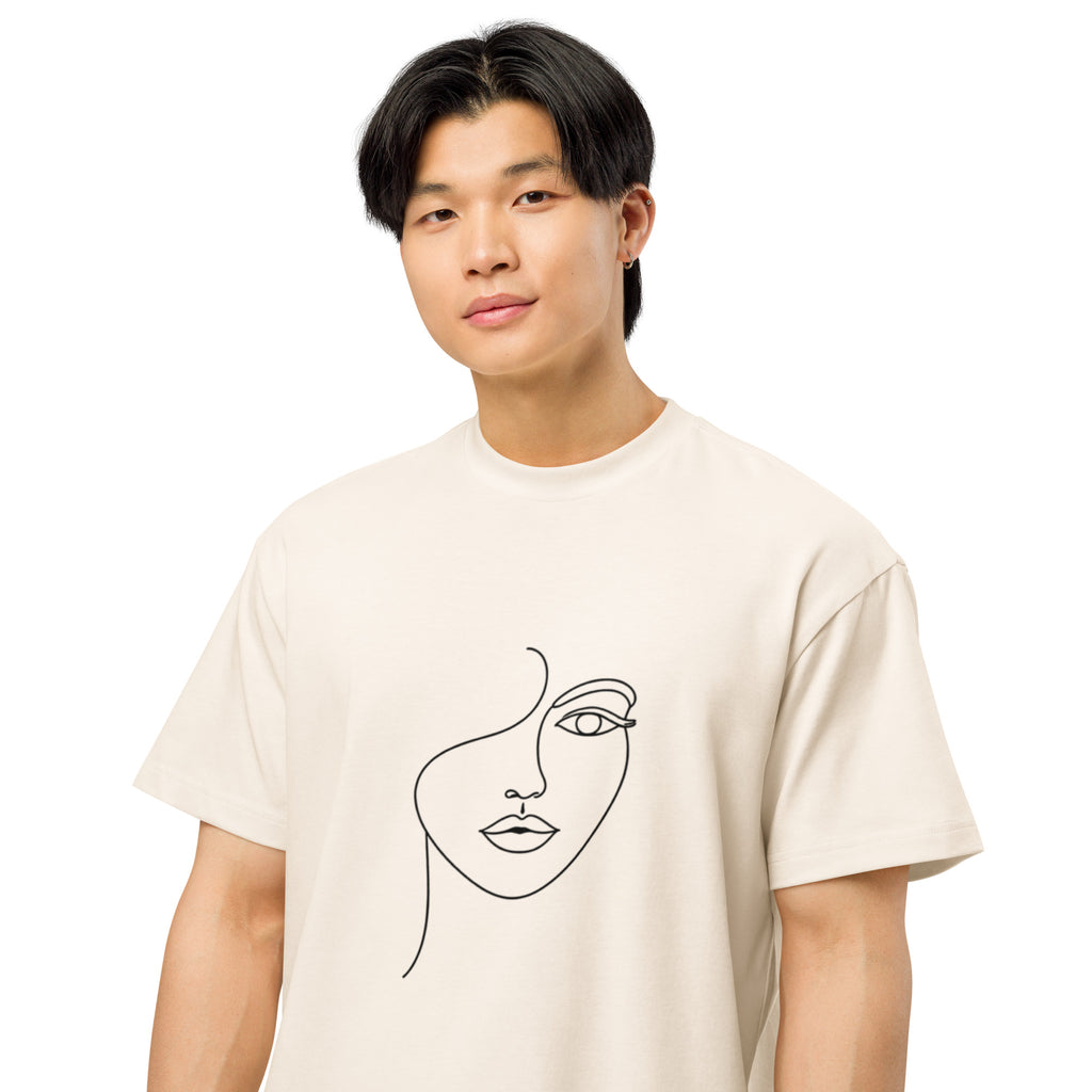 T-shirt boxy homme blanc cassé minimal face - 2