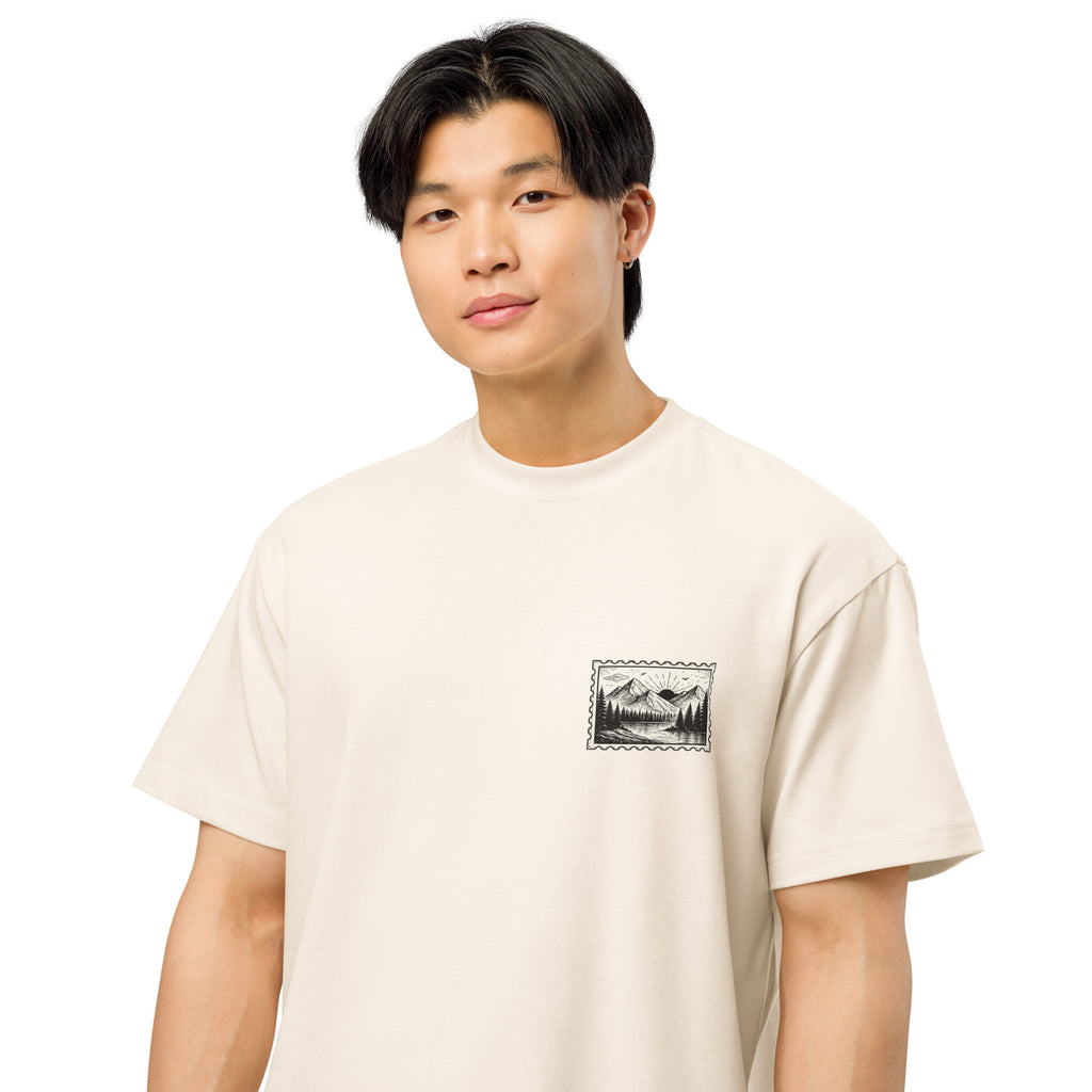 T-shirt boxy homme blanc cassé nature stamp - 2