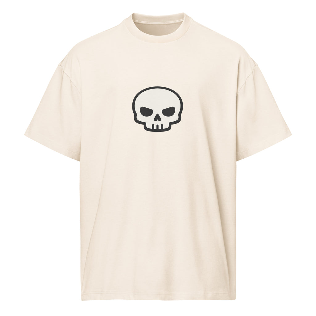 T-shirt boxy homme blanc cassé skate skull - 1