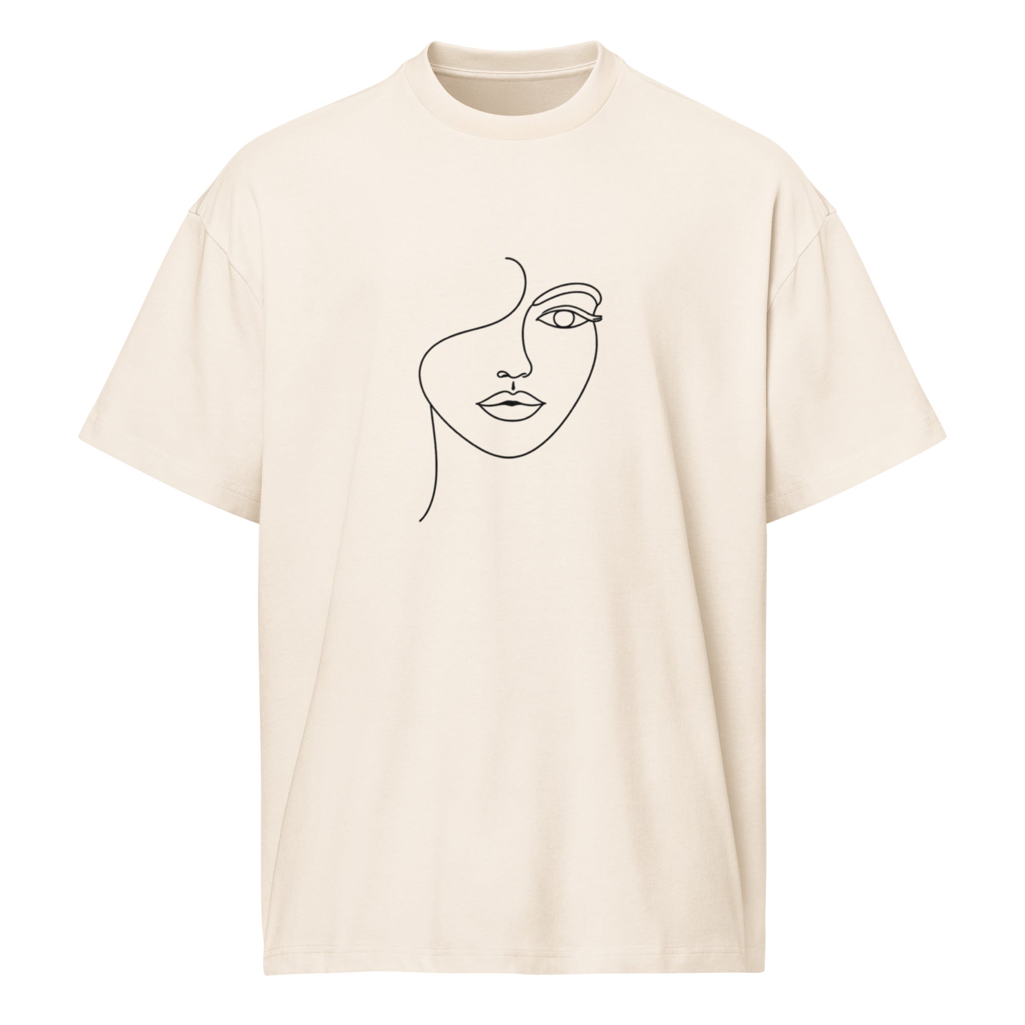 T-shirt boxy homme blanc cassé minimal face - 1