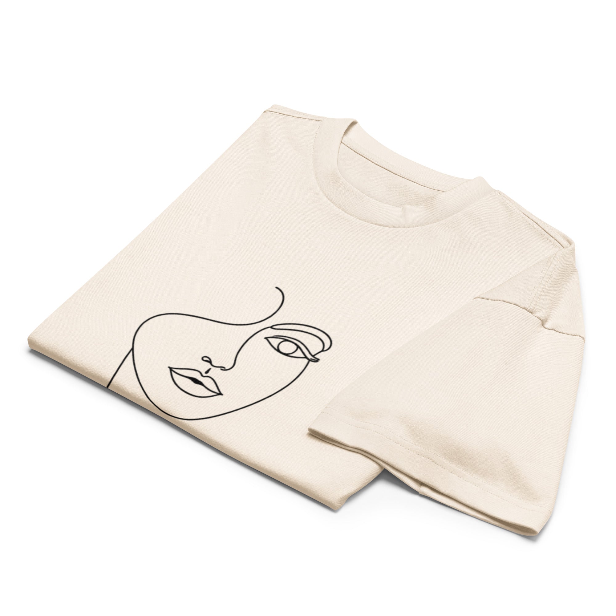 T-shirt boxy homme blanc cassé minimal face - 7