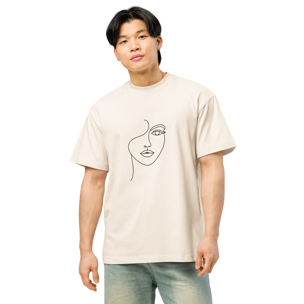T-shirt boxy homme blanc cassé minimal face - 3