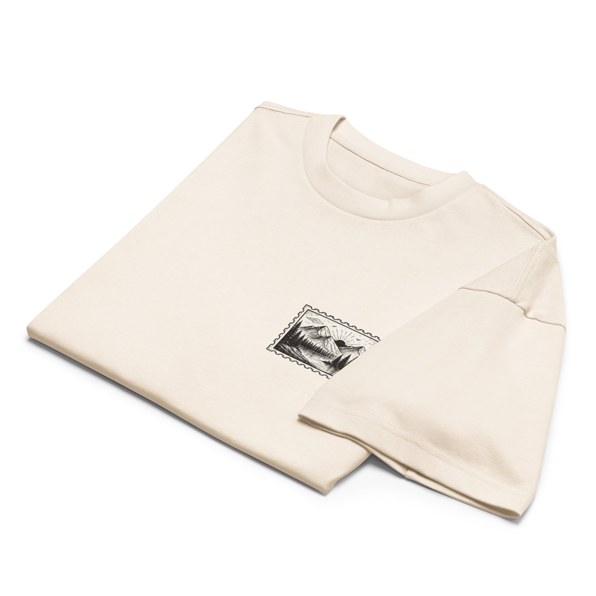 T-shirt boxy homme blanc cassé nature stamp - 10