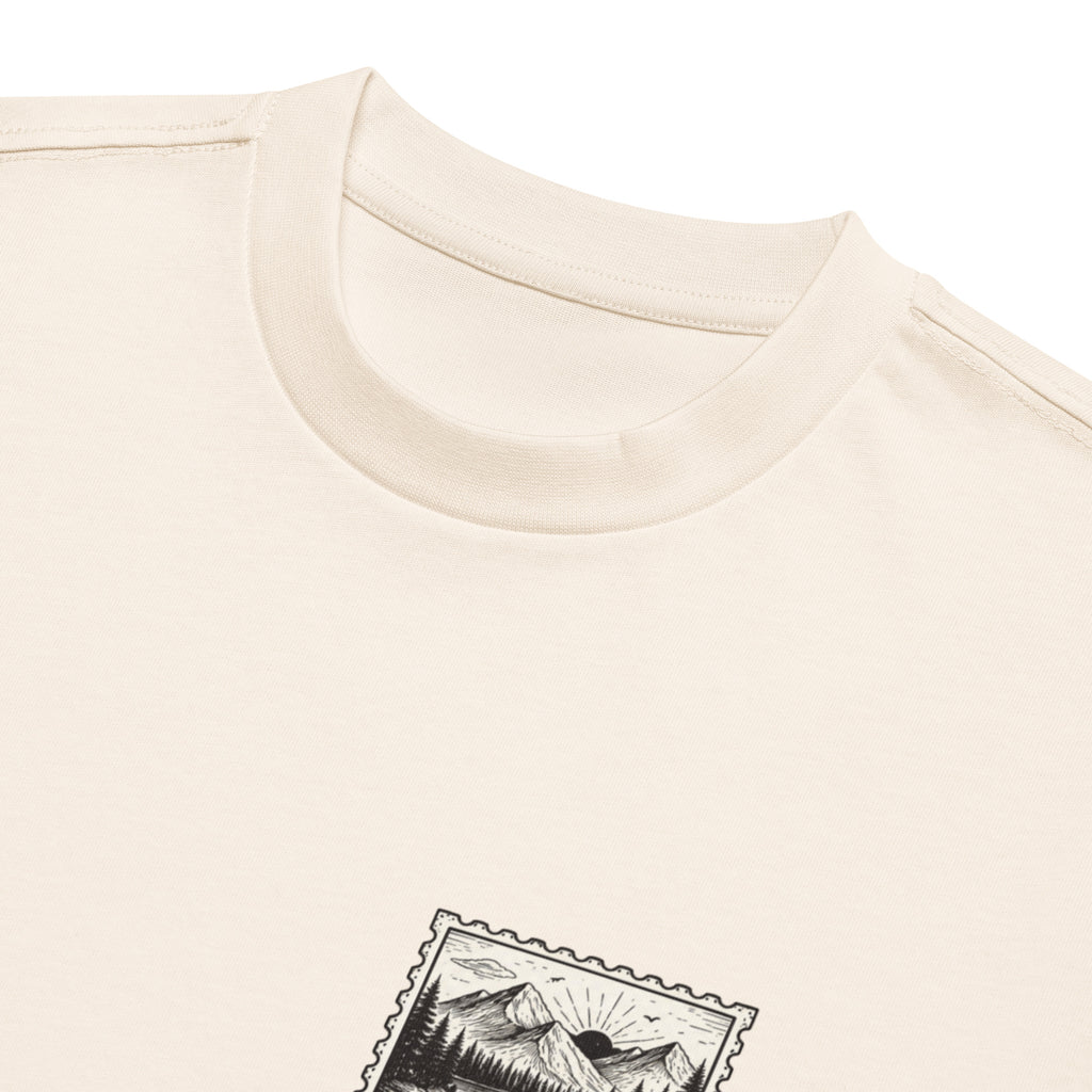 T-shirt boxy homme blanc cassé nature stamp - 11