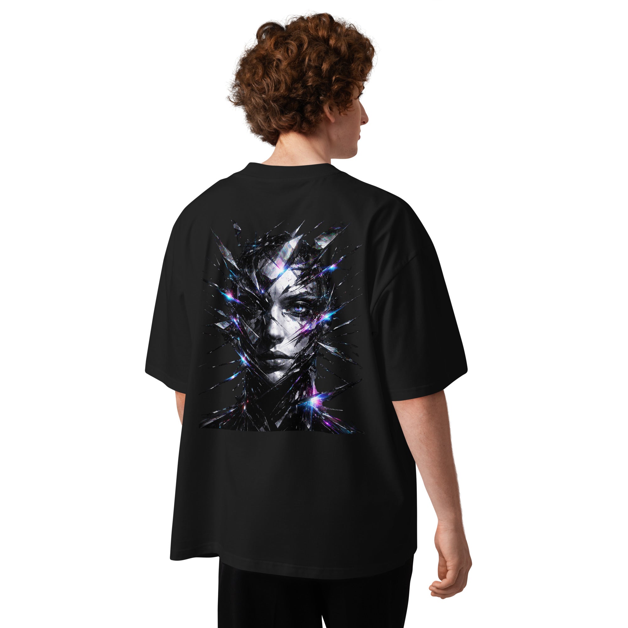 T-shirt homme noir col montant BIO - Broken reality - 1