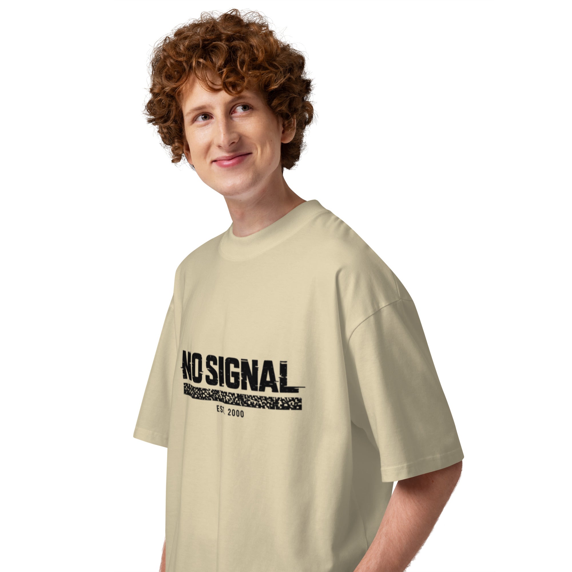 T-shirt homme beige col montant BIO - NO SIGNAL - 1