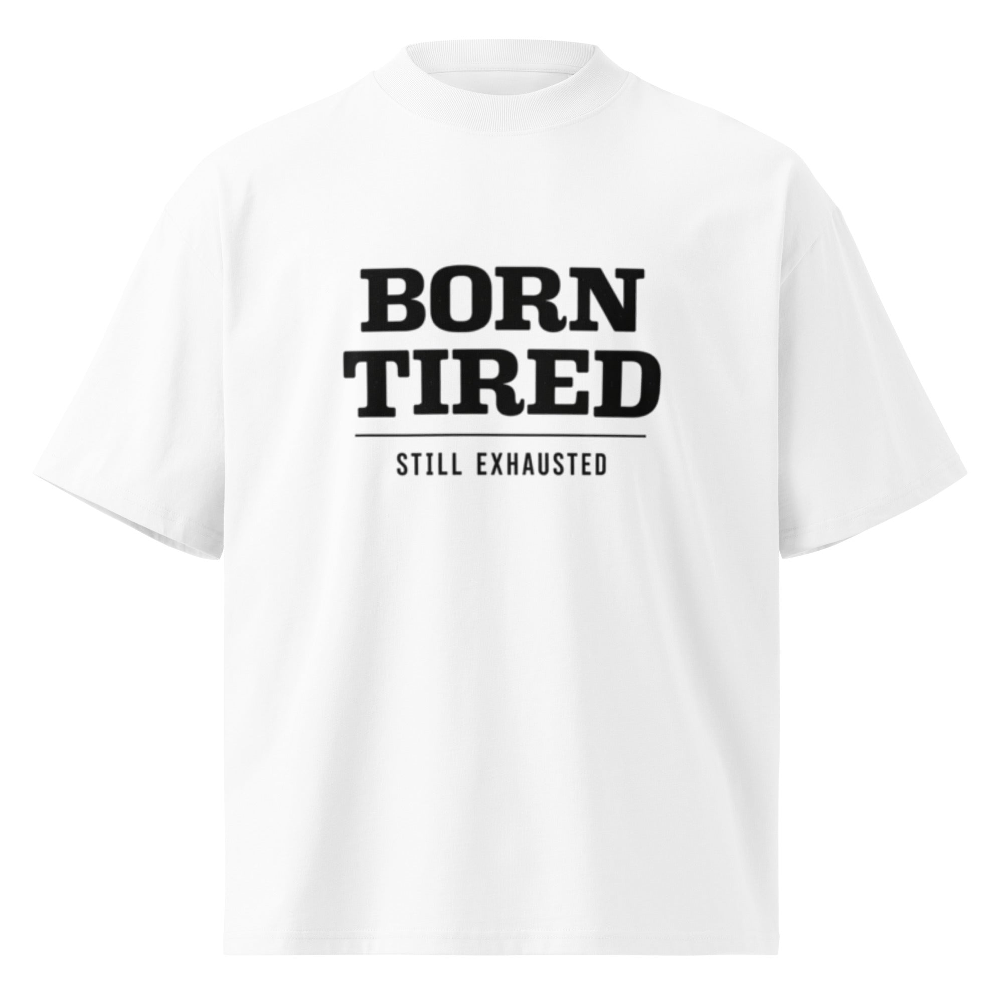 T-shirt homme blanc col montant BIO - BORN TIRED - 3