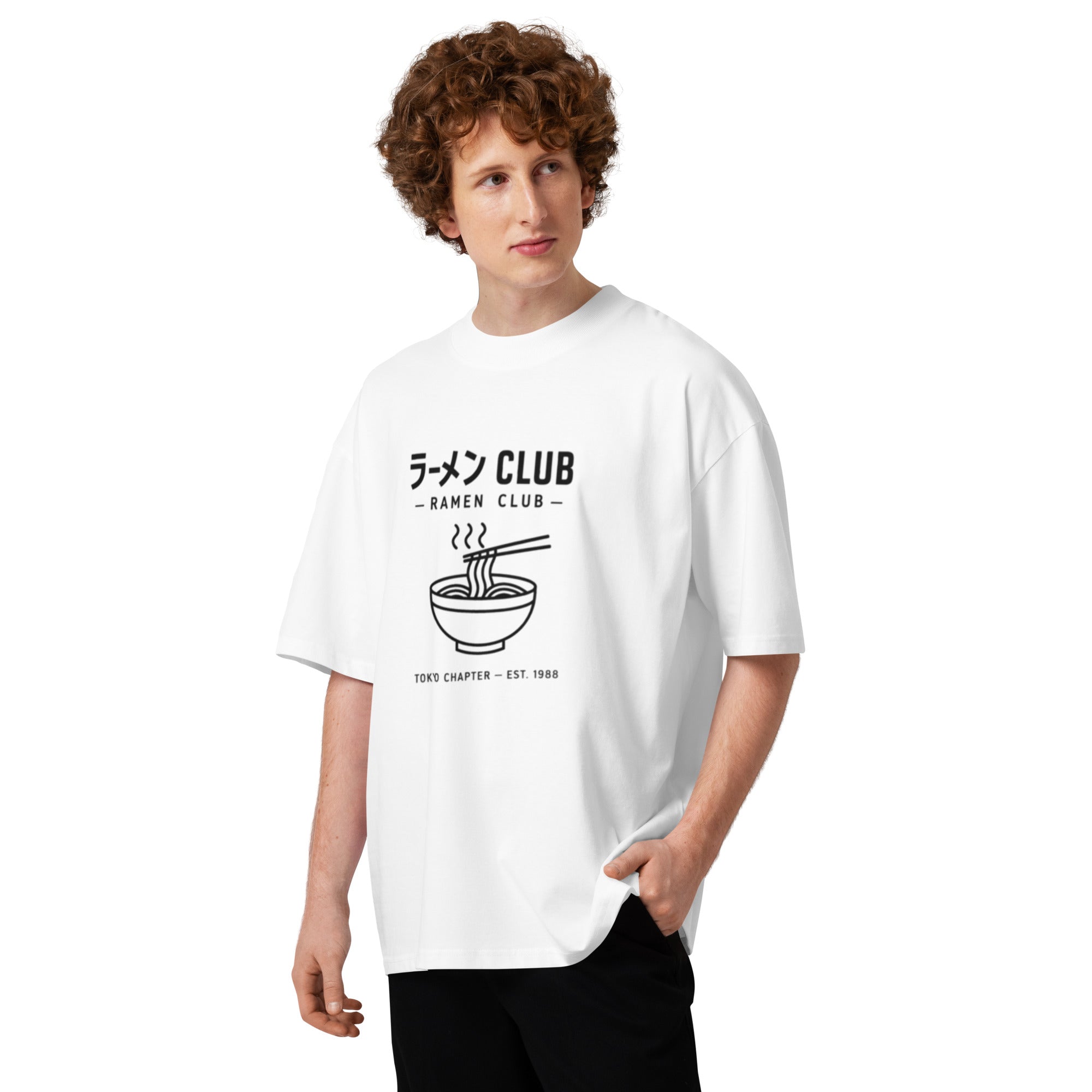 T-shirt homme blanc col montant BIO - RAMEN CLUB - 1