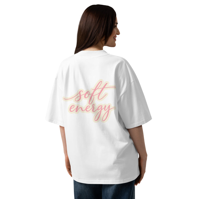 T-shirt Oversize femme blanc col montant écologique - Soft energy