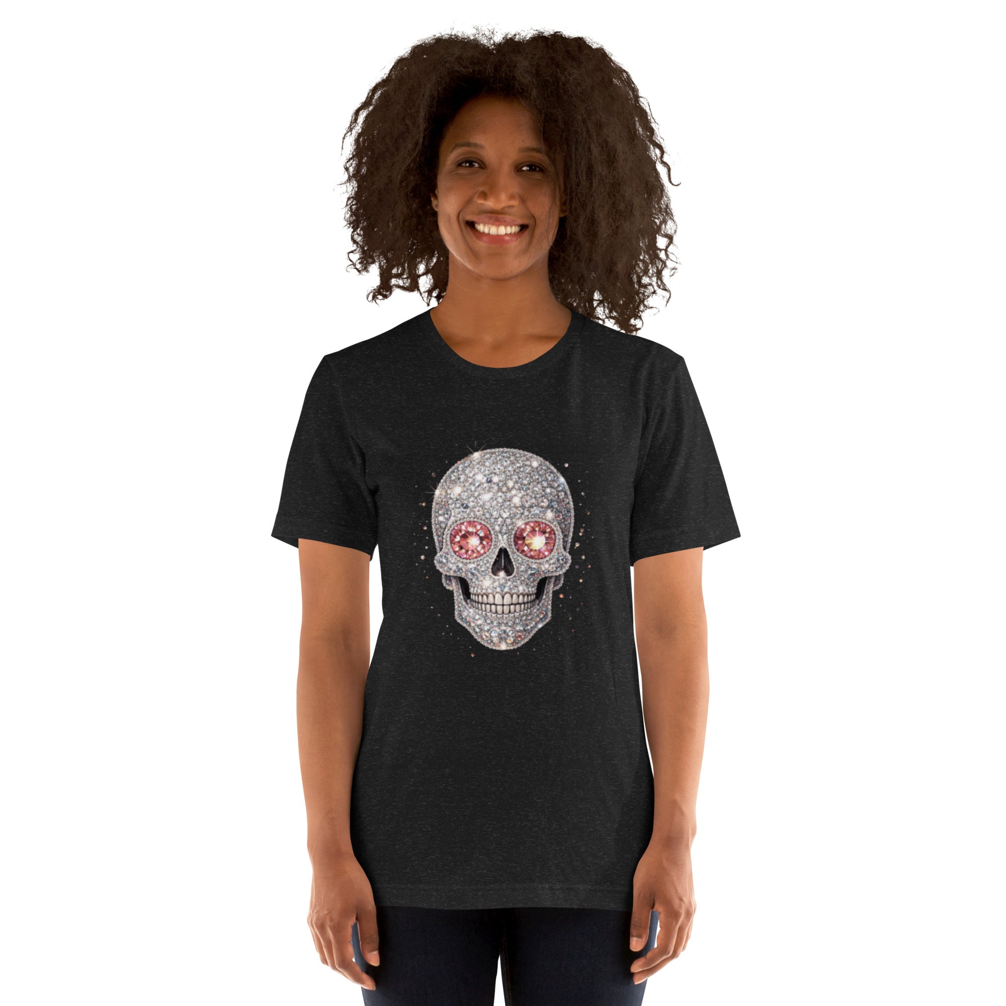 T-shirt noir Femme Tête de Mort Strass - 1