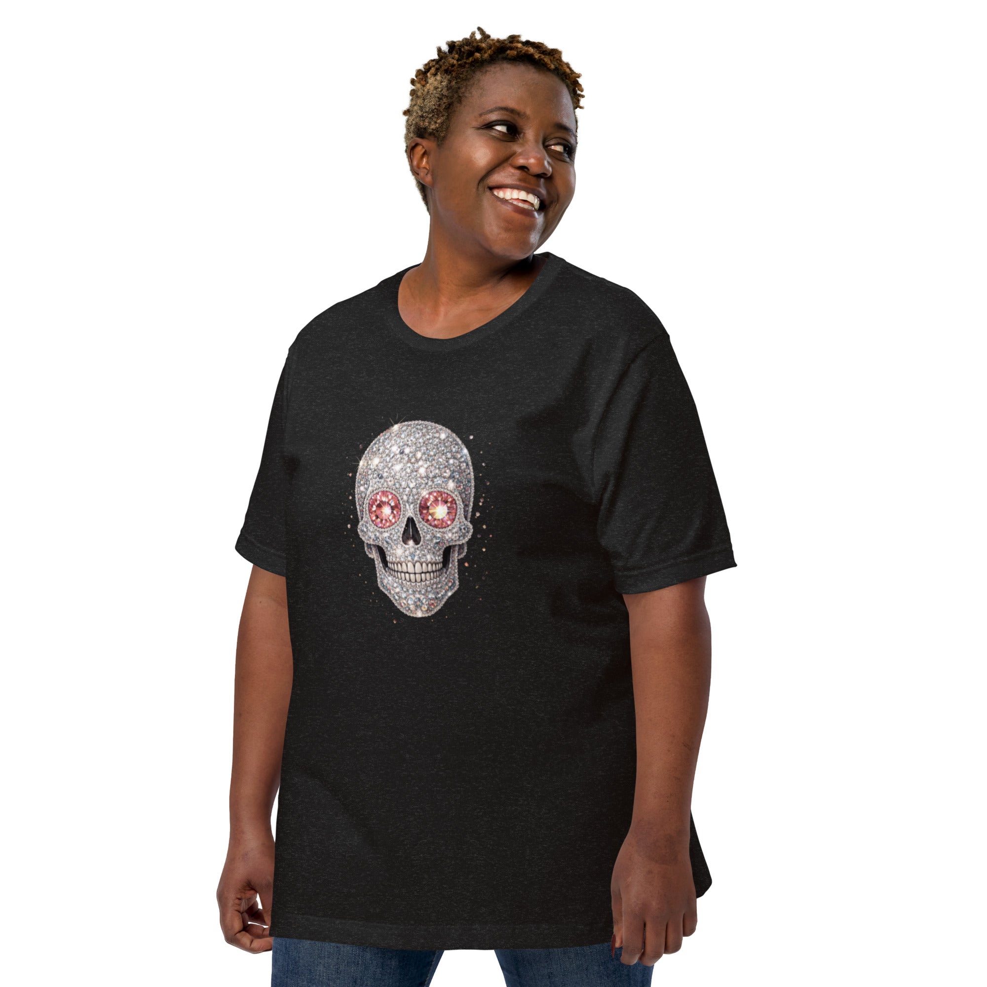 T-shirt noir Femme Tête de Mort Strass - 4
