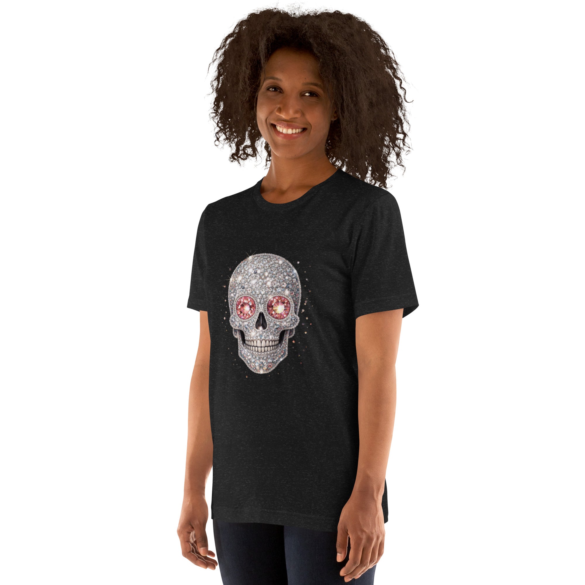 T-shirt noir Femme Tête de Mort Strass - 3