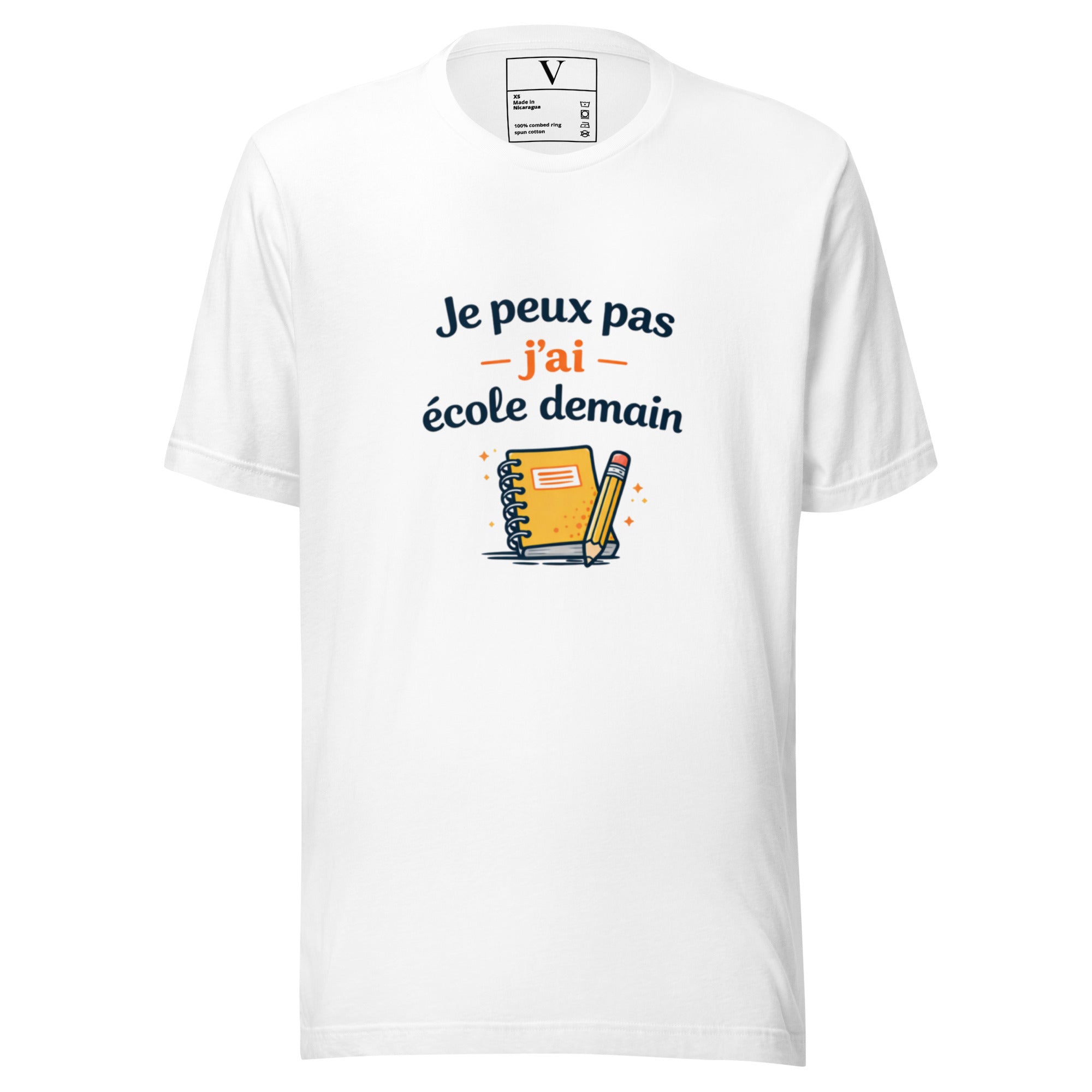 T-shirt Je peux pas j'ai école demain - 1