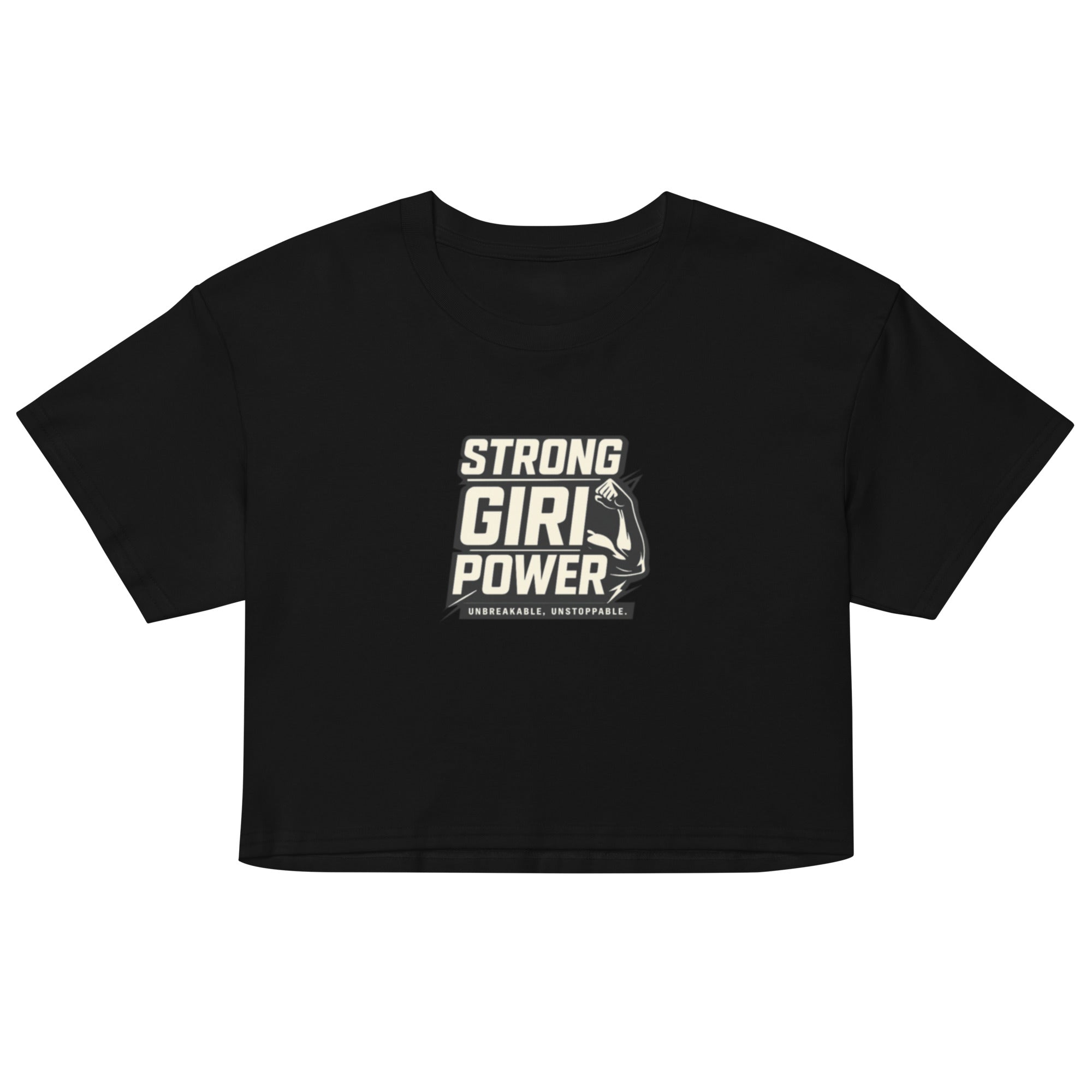 Crop top strong girl noir – gym power - 1