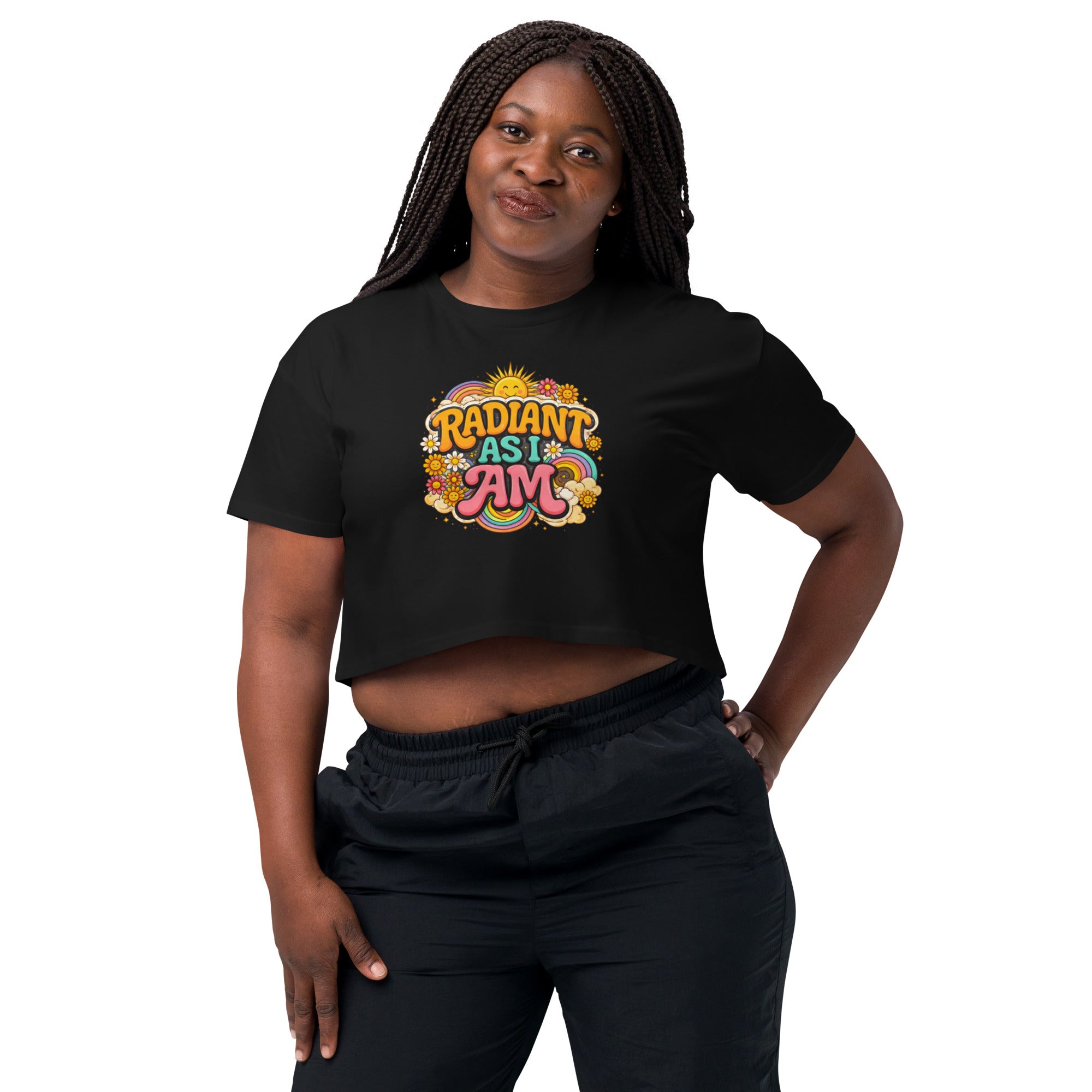 Crop Top noir Slogan Corps Positif Rétro - 4