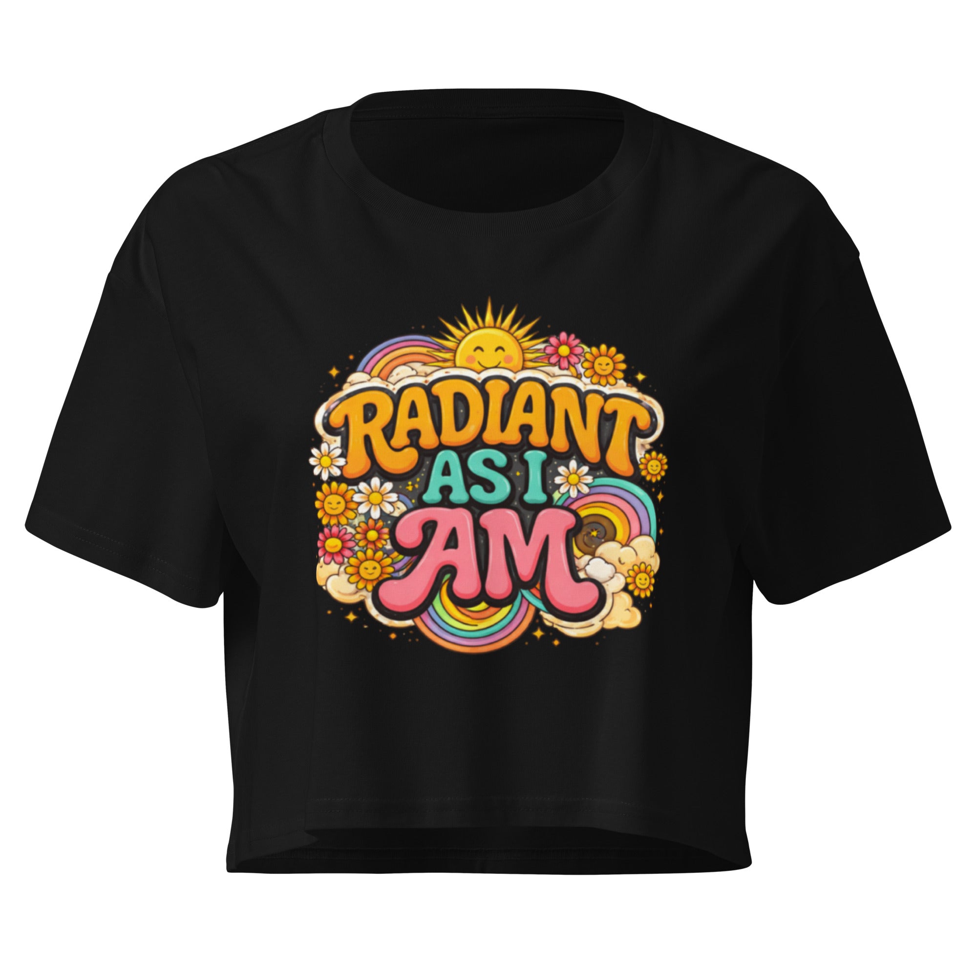 Crop Top noir Slogan Corps Positif Rétro - 3