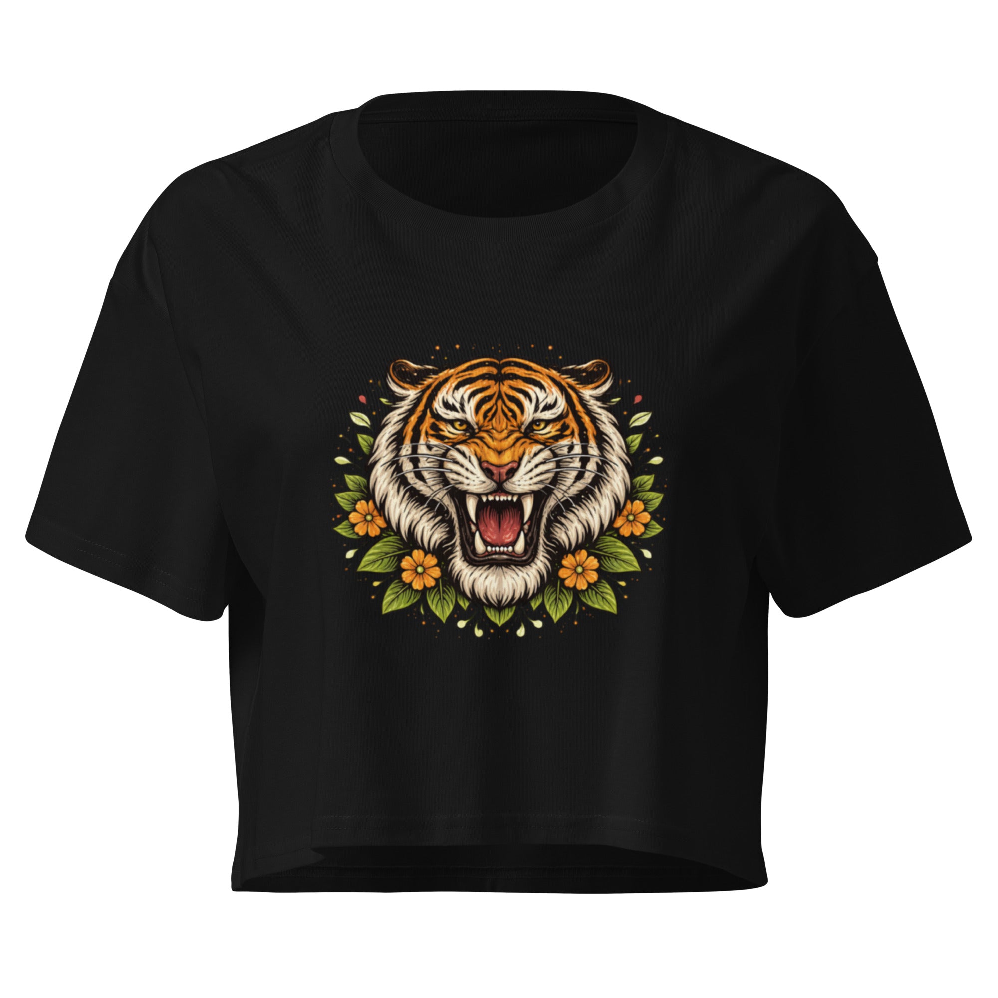 Crop top noir tigre rétro sérigraphie - 3