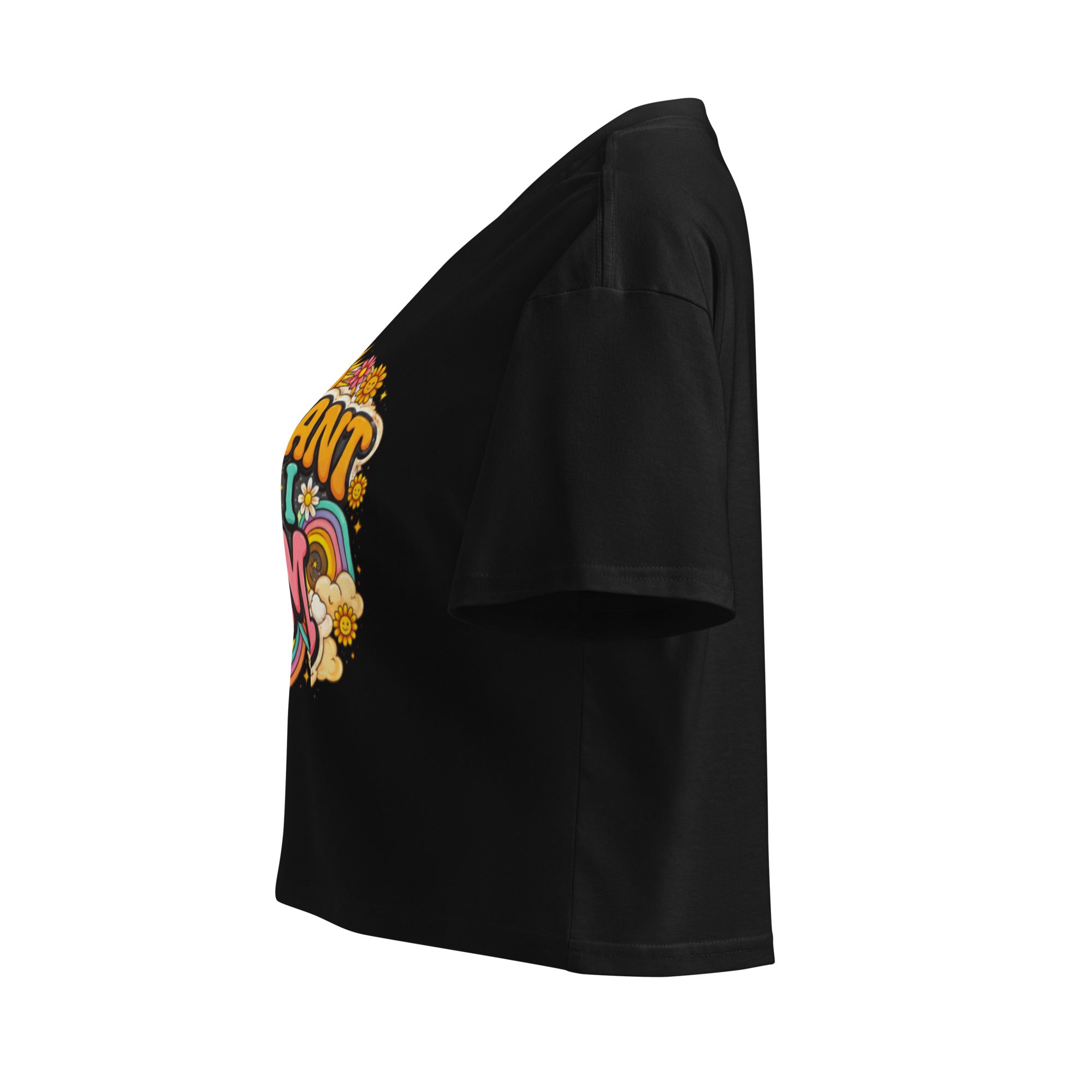 Crop Top noir Slogan Corps Positif Rétro - 5