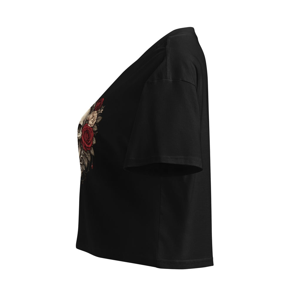 Crop top noir crâne roses gothique - 7