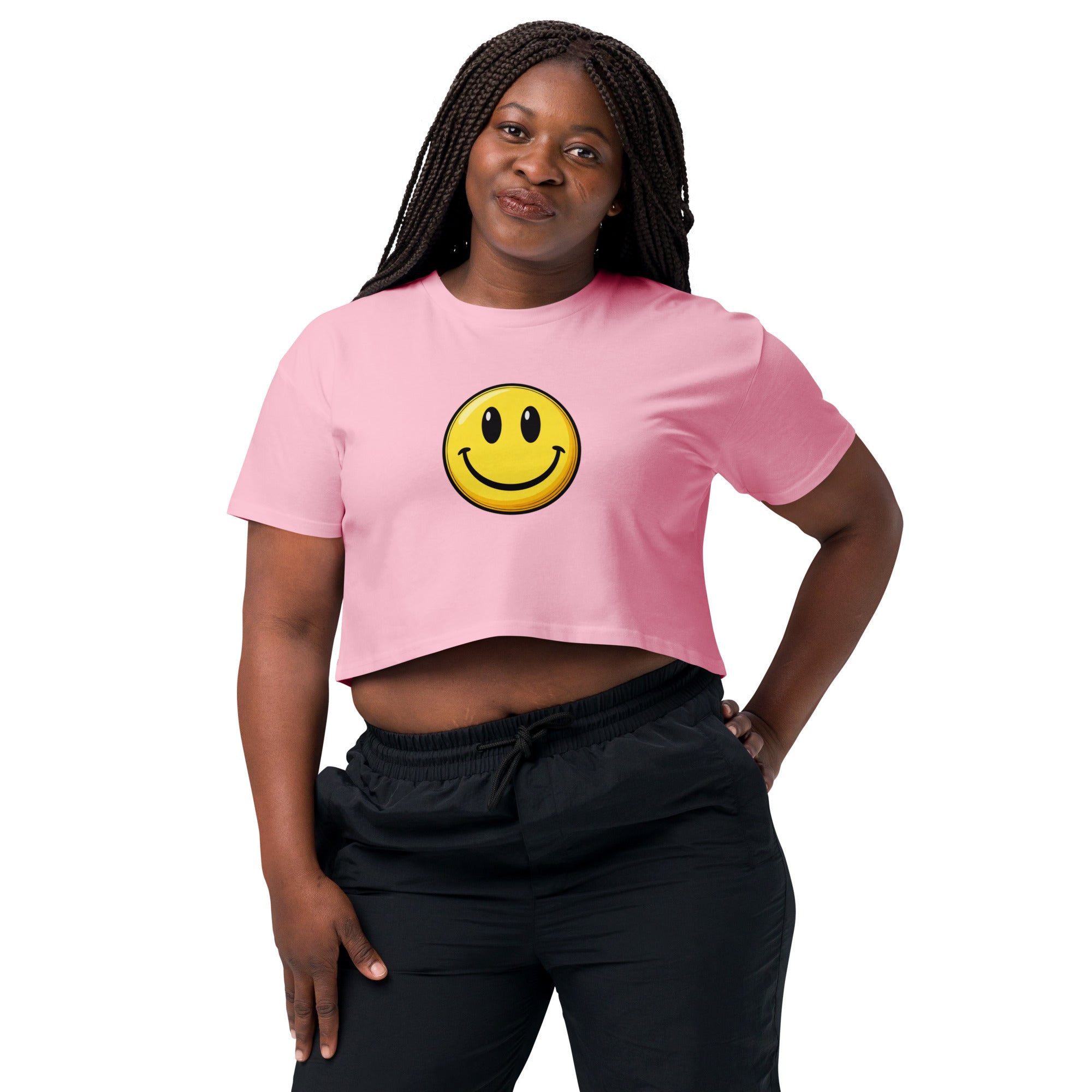 Crop top rose smiley acide rave - 5
