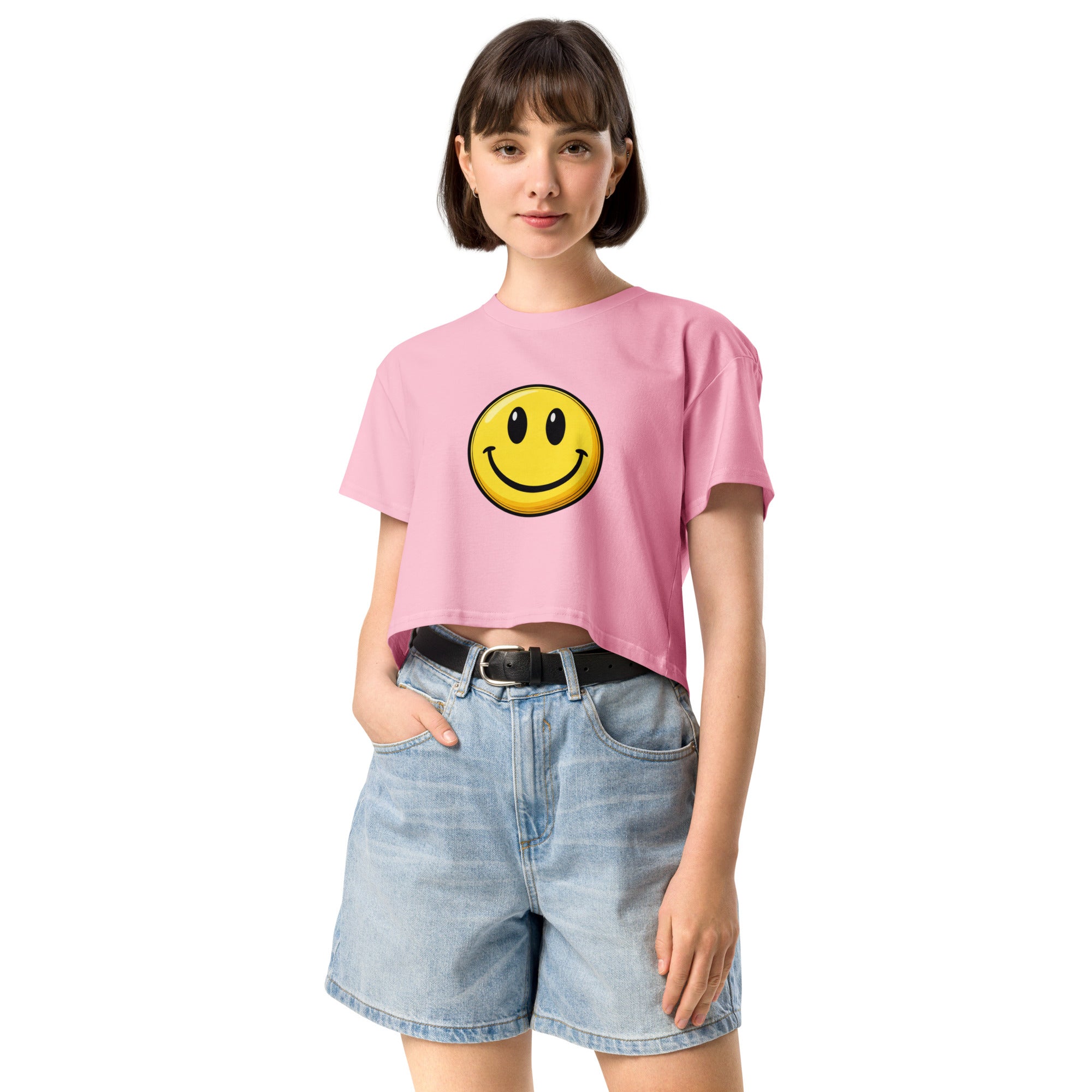Crop top rose smiley acide rave - 2