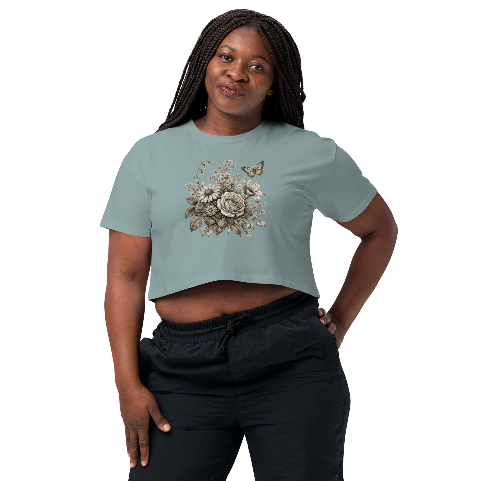 Crop top gris dark academia gravure - 4