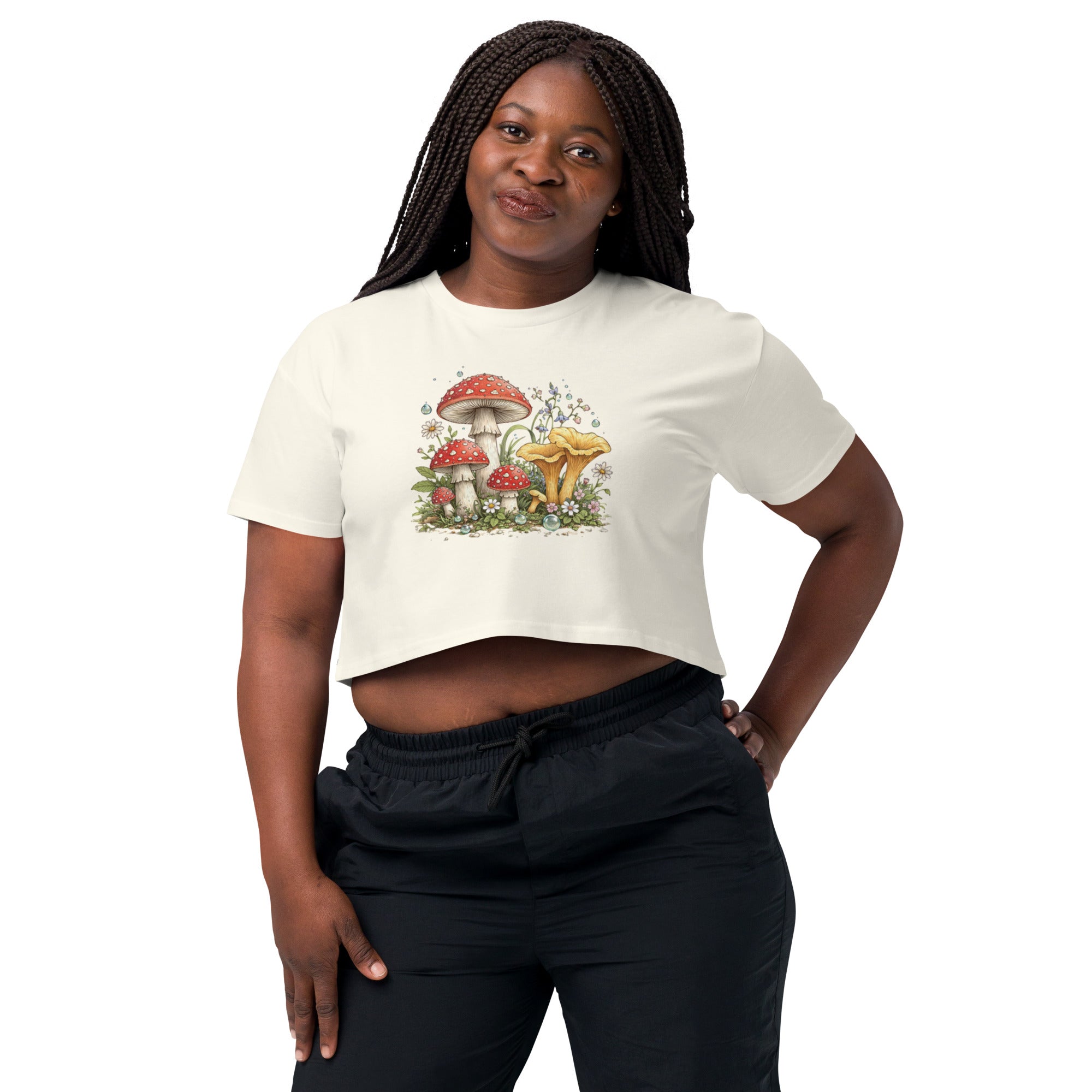 Crop top natural - cottagecore champignons - 4