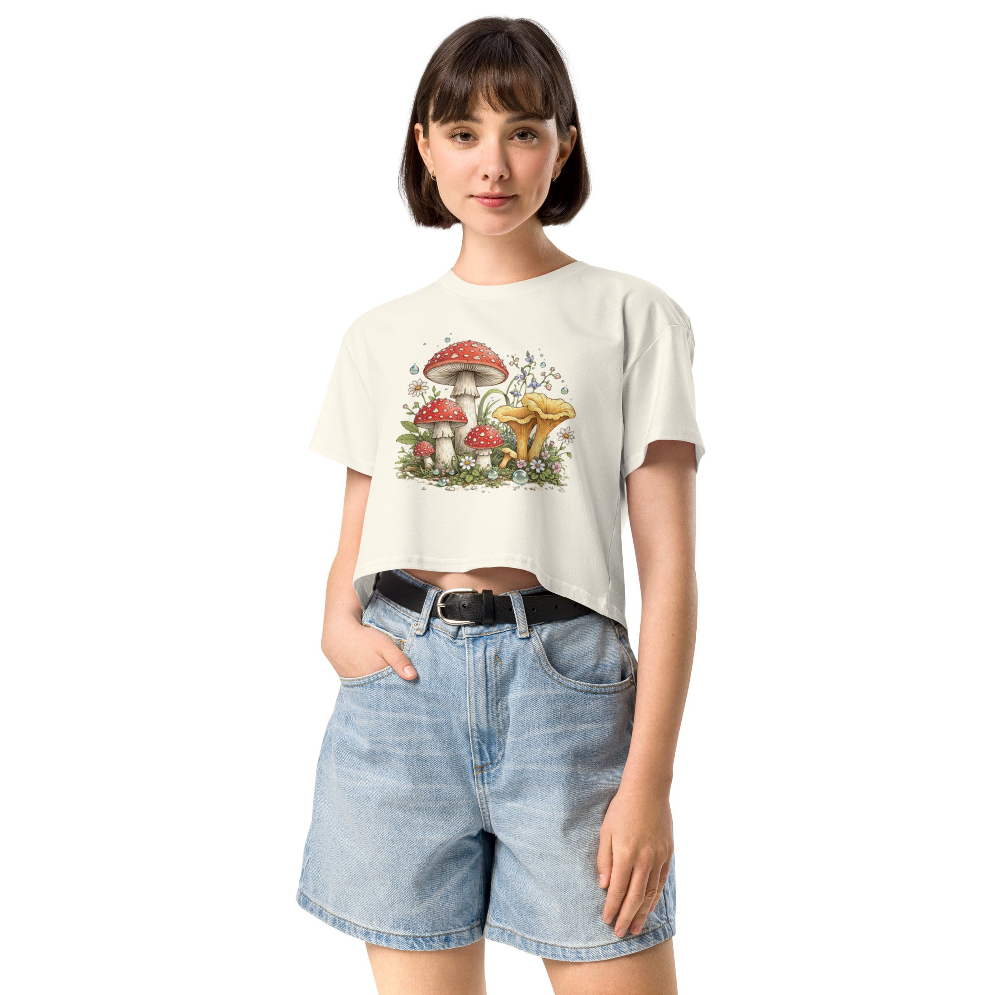 Crop top natural - cottagecore champignons - 1
