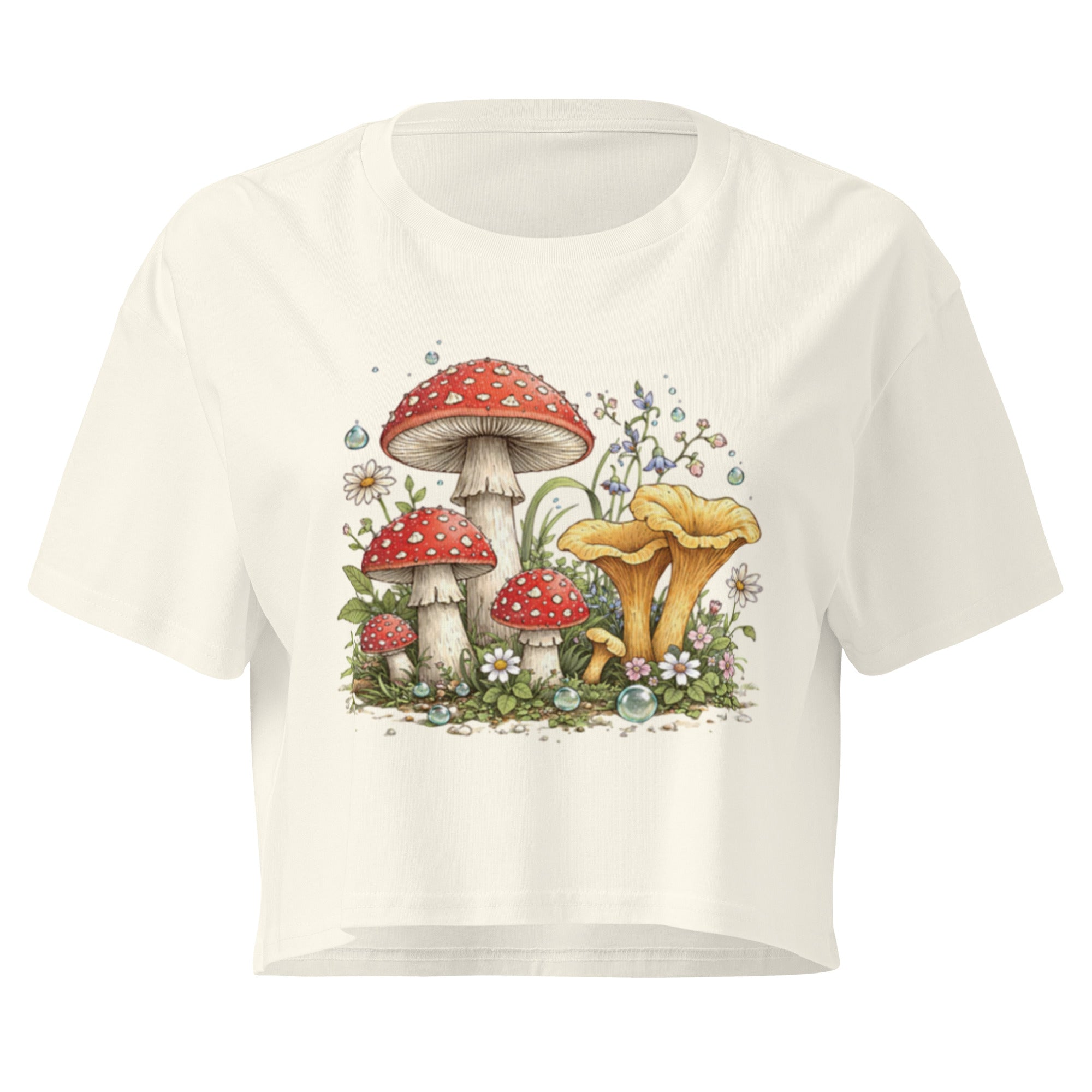 Crop top natural - cottagecore champignons - 3