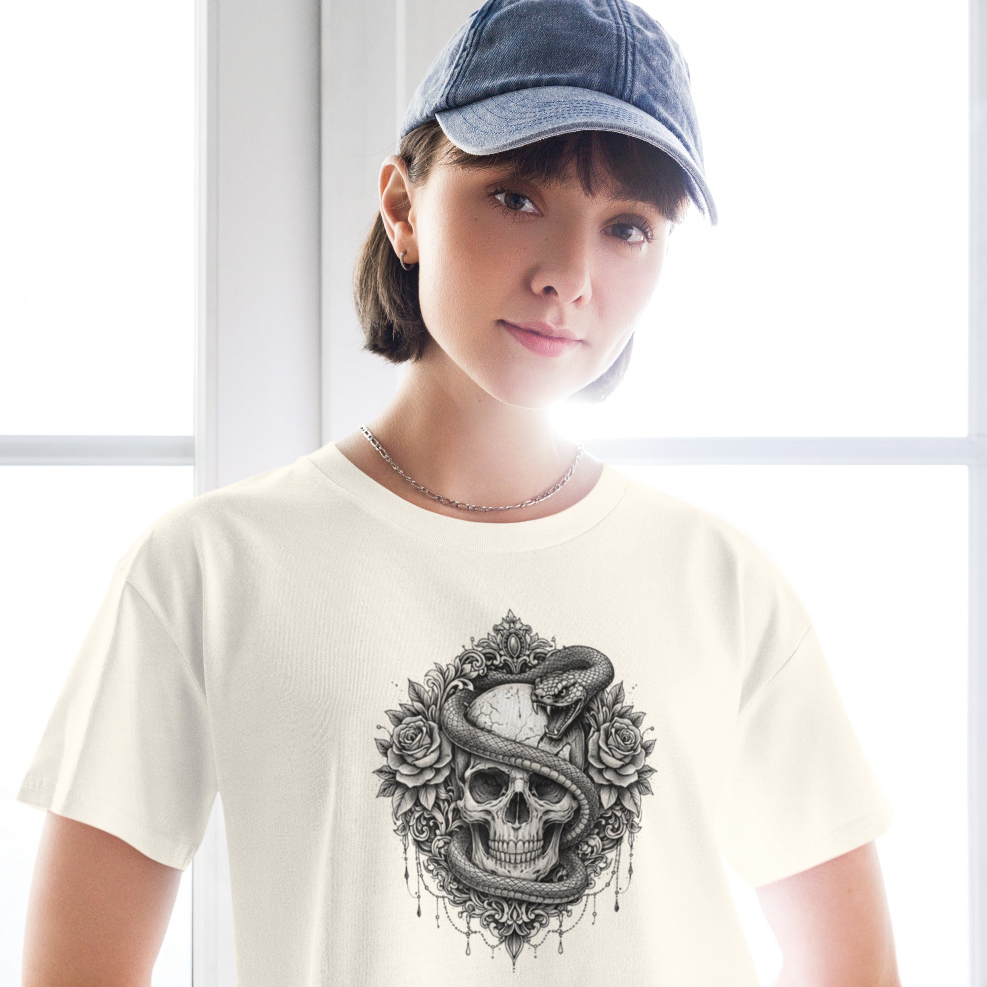 Crop top beige serpent rose tatouage - 12