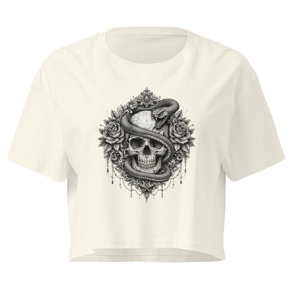 Crop top beige serpent rose tatouage - 3