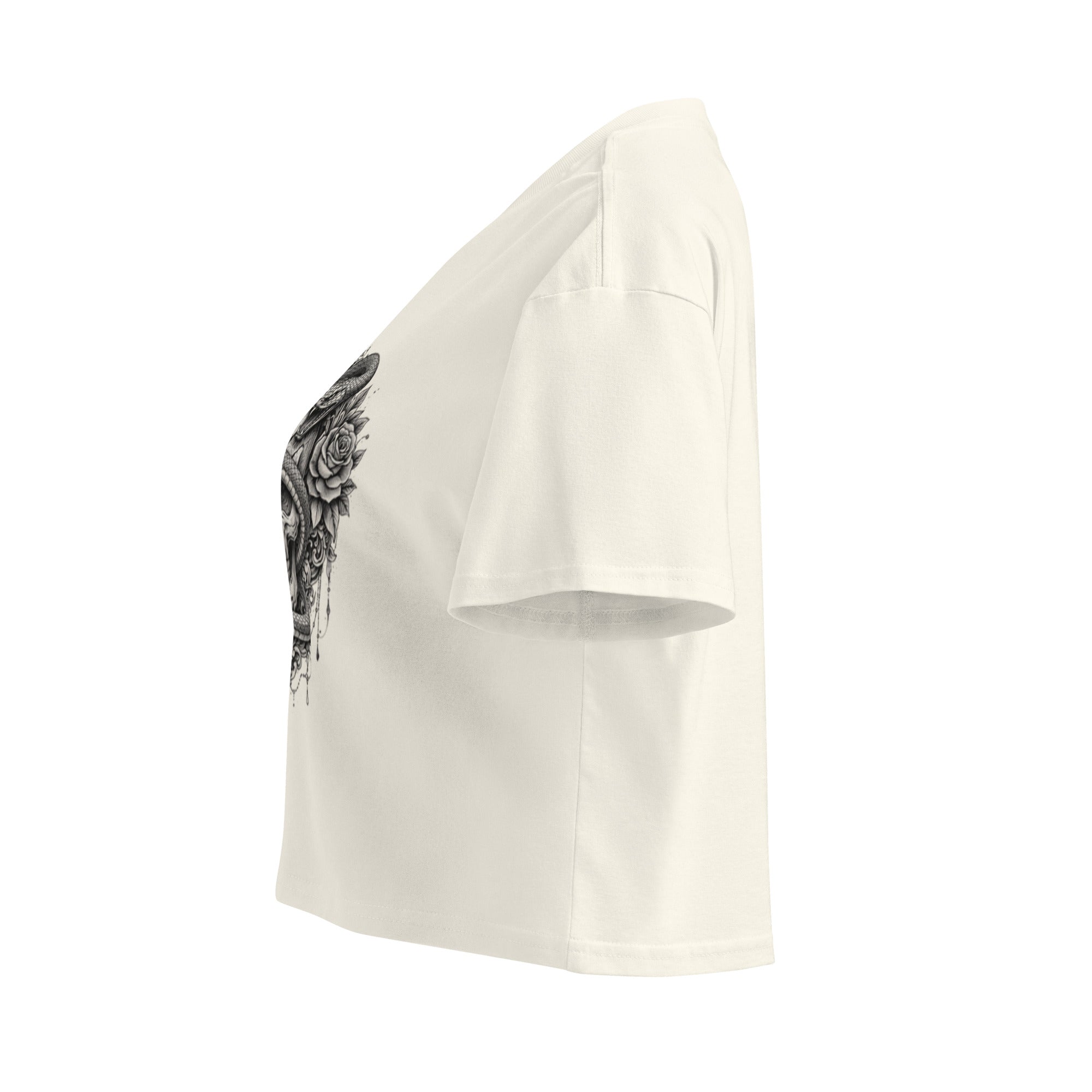 Crop top beige serpent rose tatouage - 7