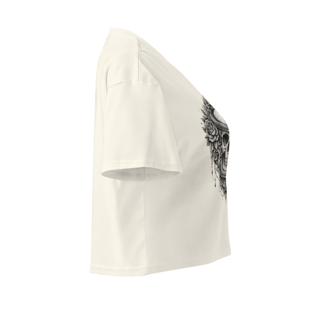 Crop top beige serpent rose tatouage - 8