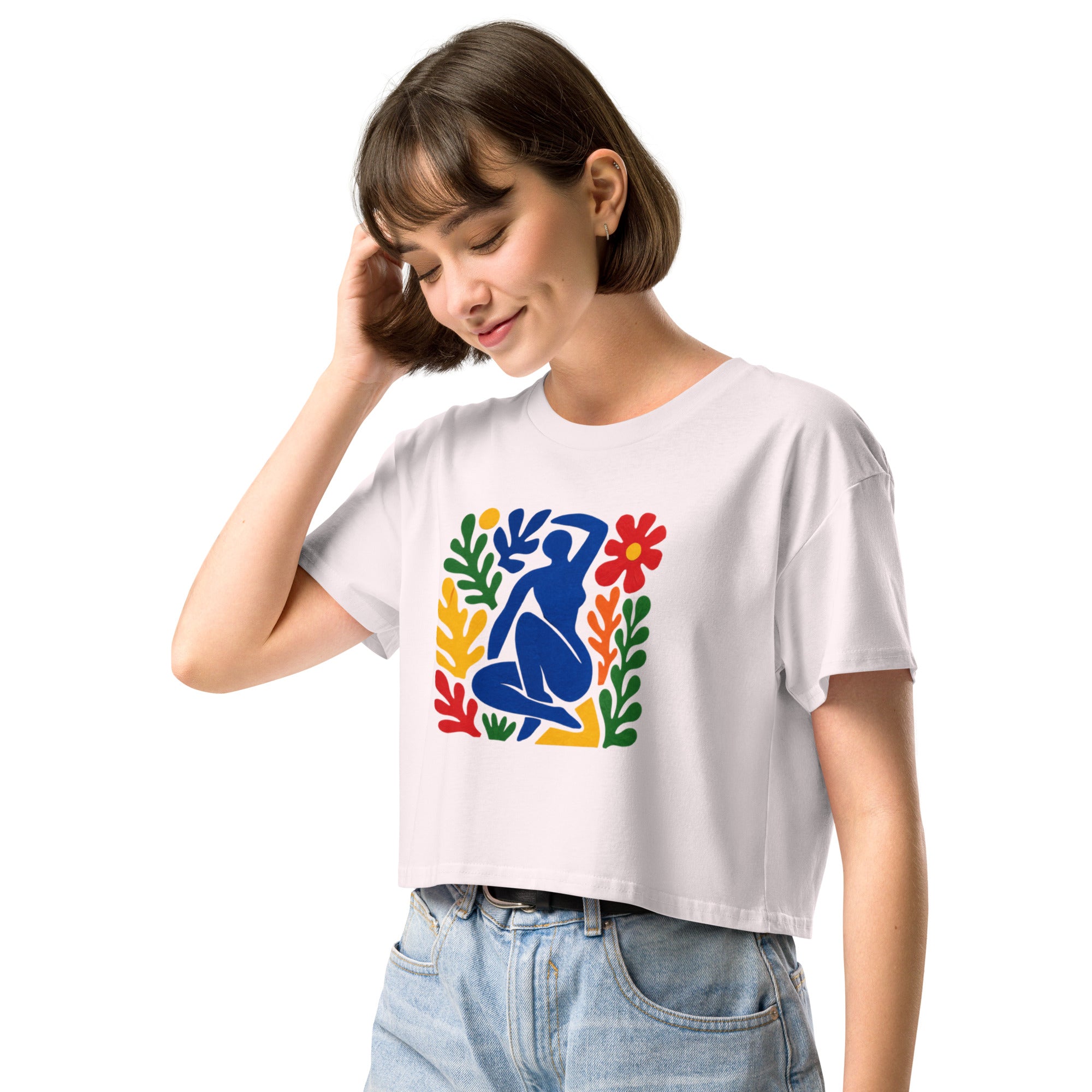 Crop top lavande abstrait découpé coloré - 1