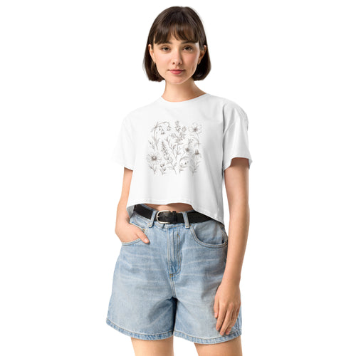 Crop top blanc fleur trait fin - 2