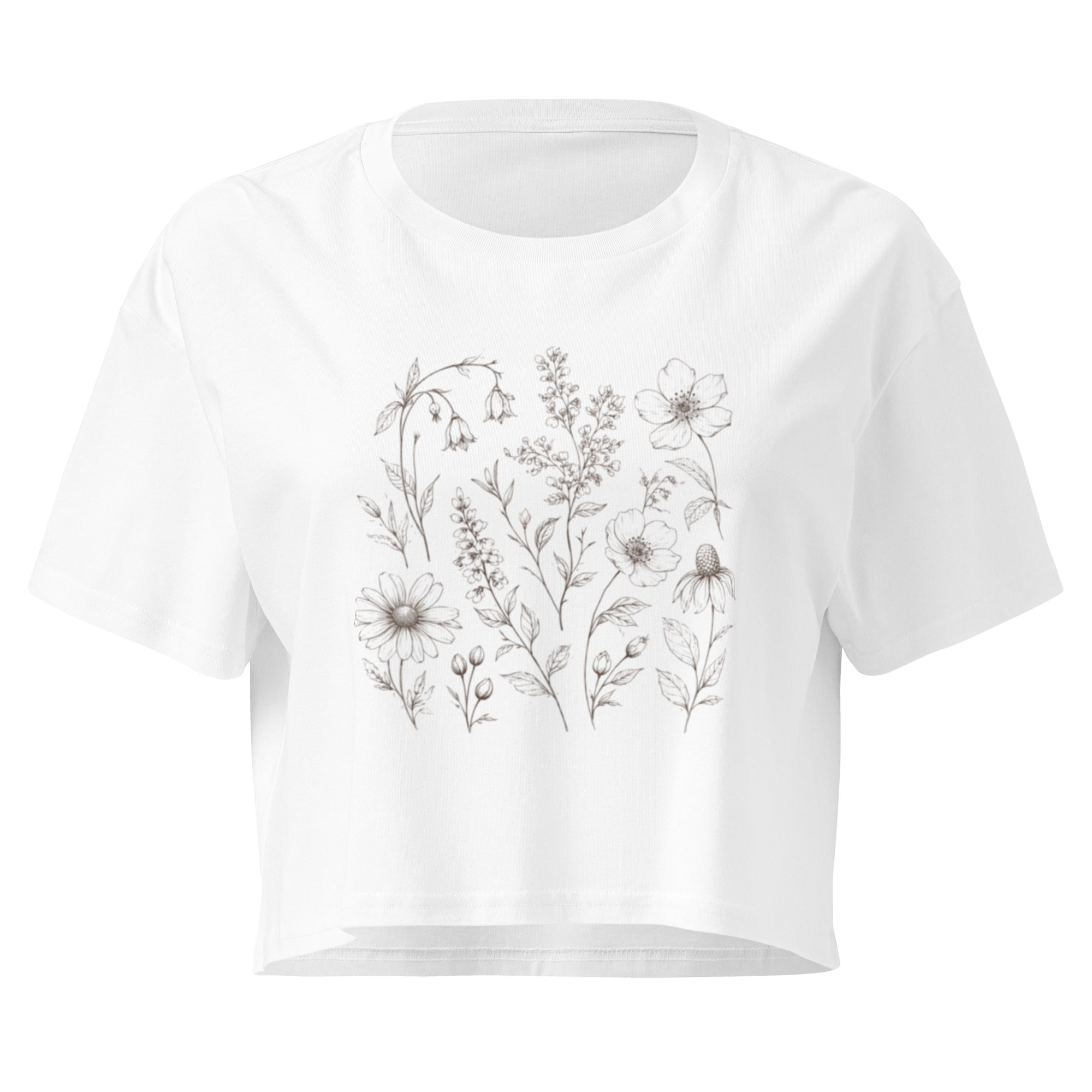 Crop top blanc fleur trait fin - 3