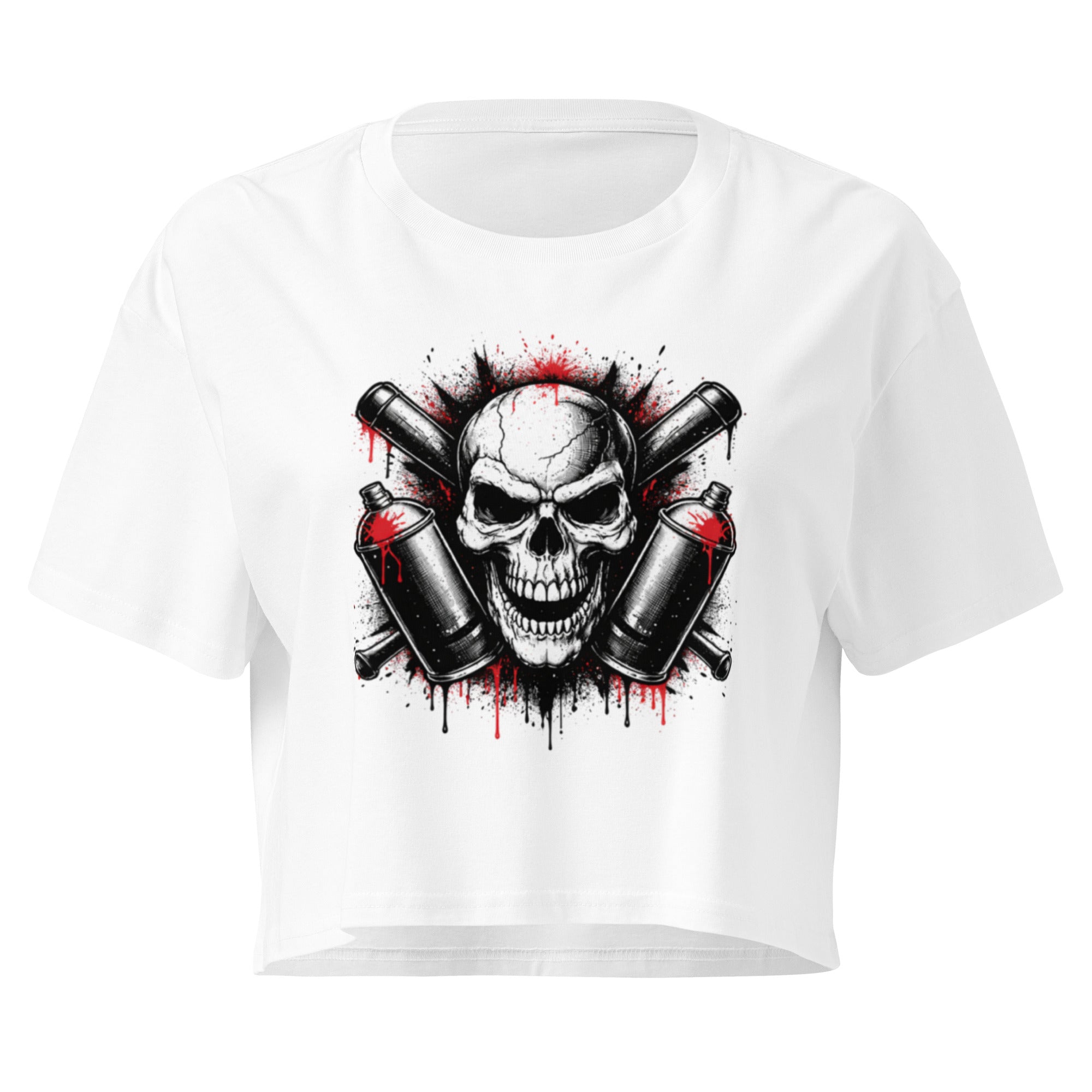 Crop top blanc grunge spray paint - 3
