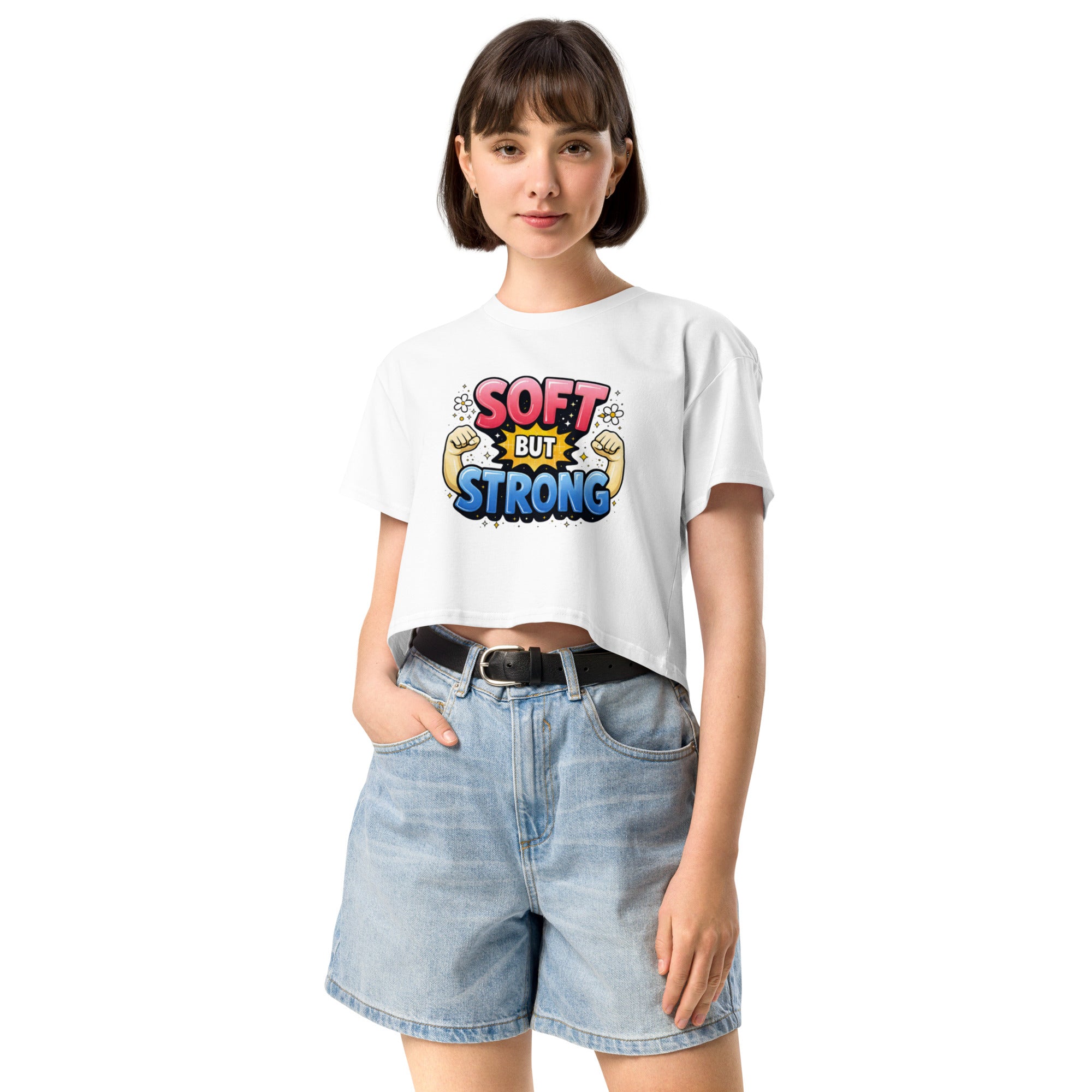 Crop top slogan féministe fleuri - 2