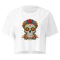 Crop top blanc crâne fleuri mexicain - 3