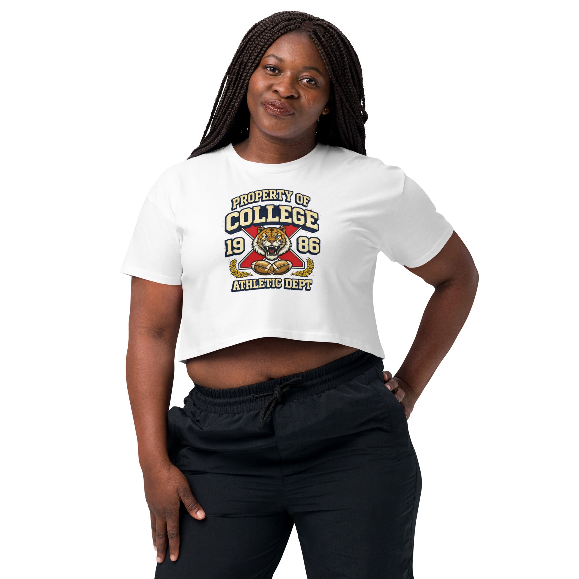 Crop top blanc sport universitaire vintage - 5