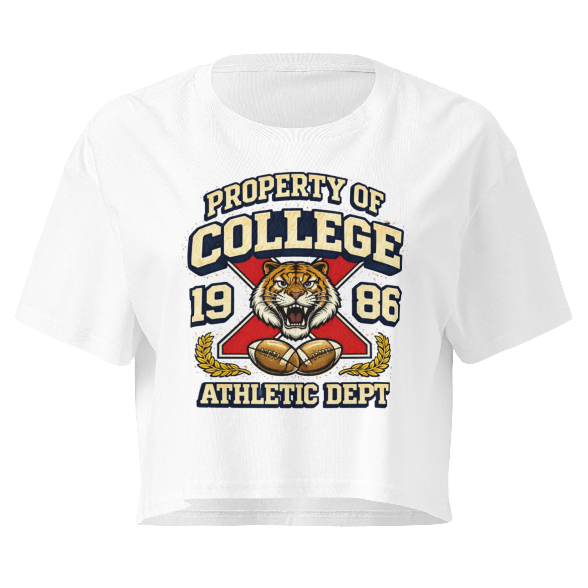 Crop top blanc sport universitaire vintage - 3