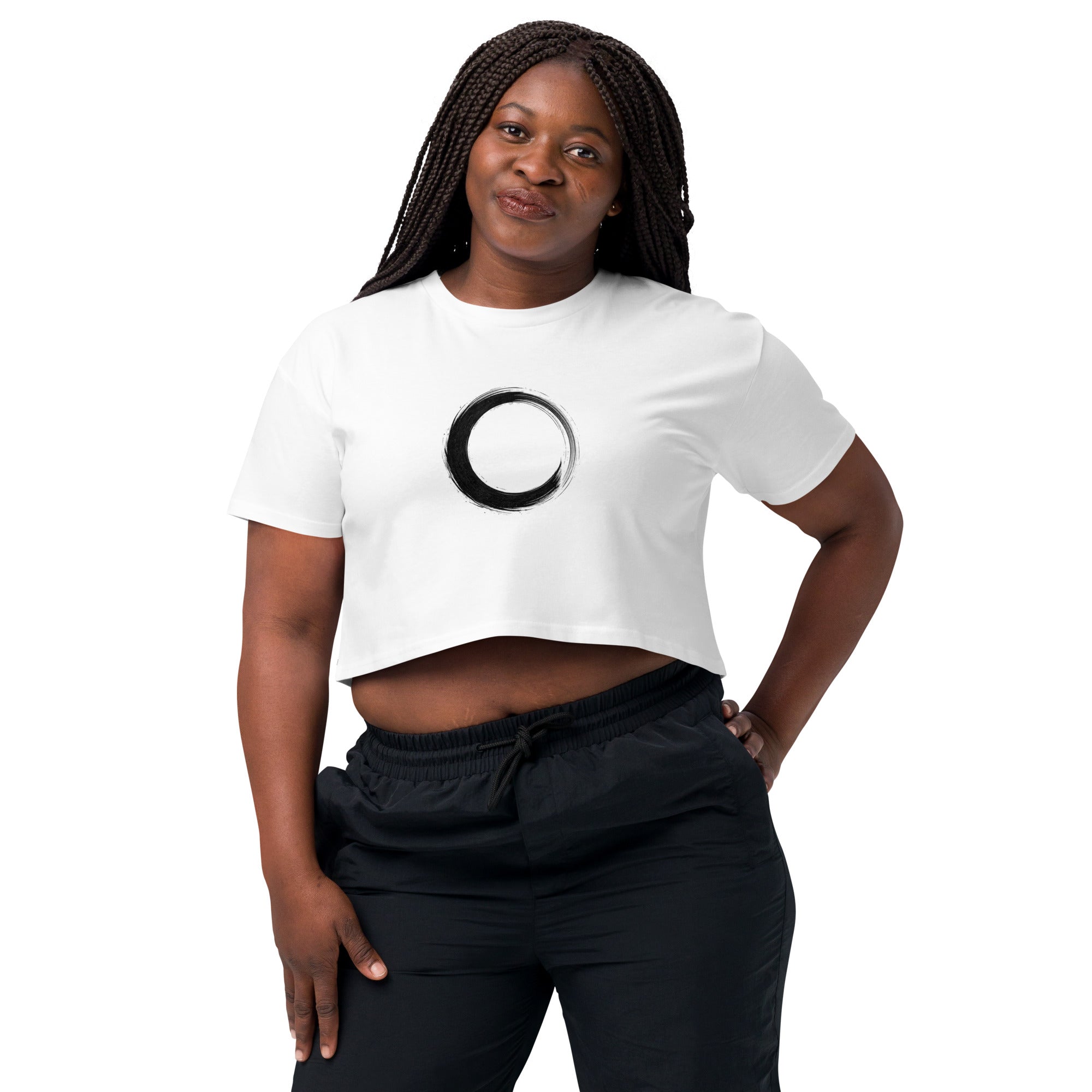 Crop top blanc cercle zen pinceau - 5