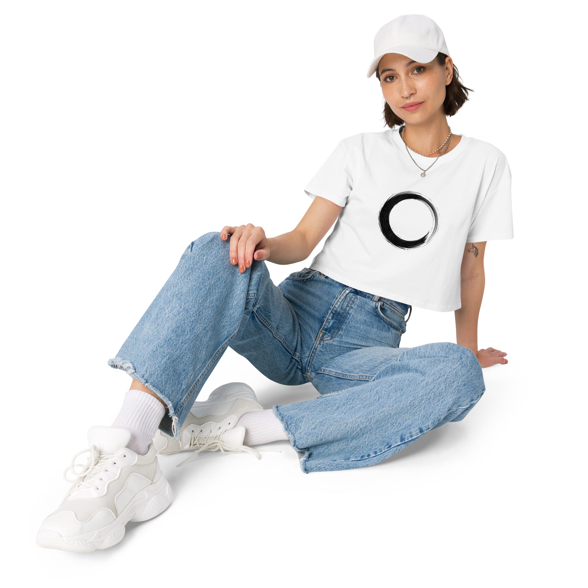 Crop top blanc cercle zen pinceau - 12