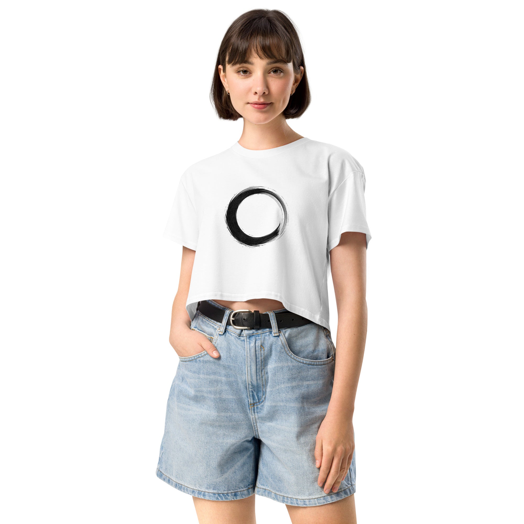 Crop top blanc cercle zen pinceau - 2