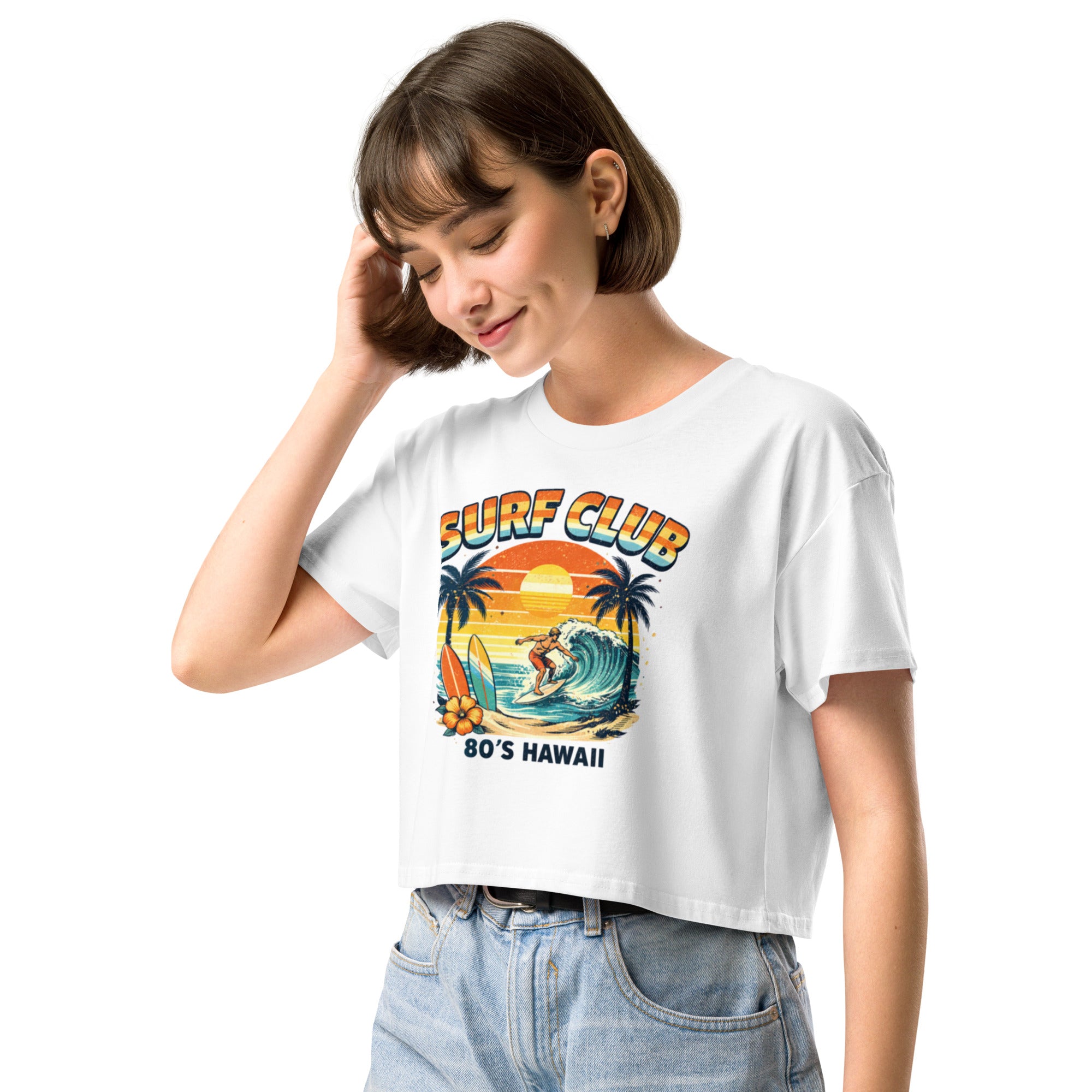 Crop top blanc surf vintage - 1