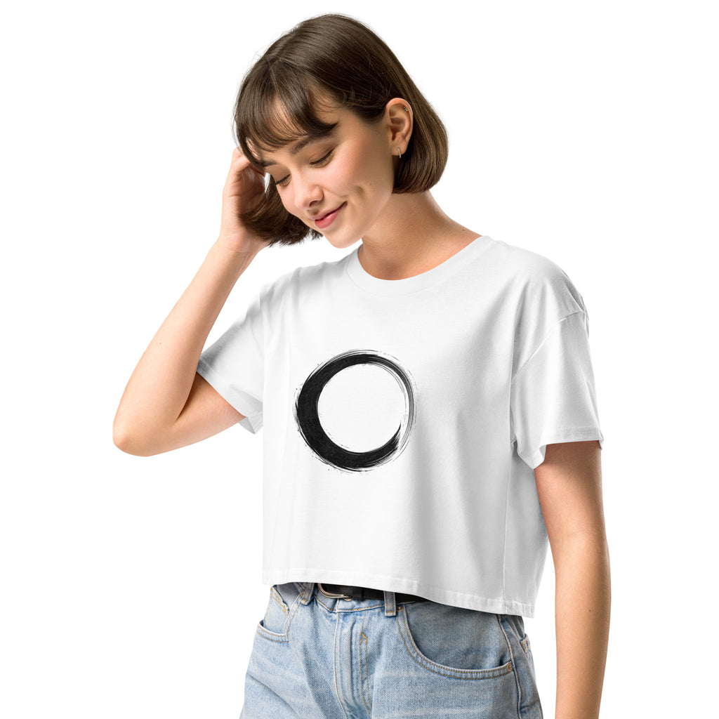 Crop top blanc cercle zen pinceau - 1