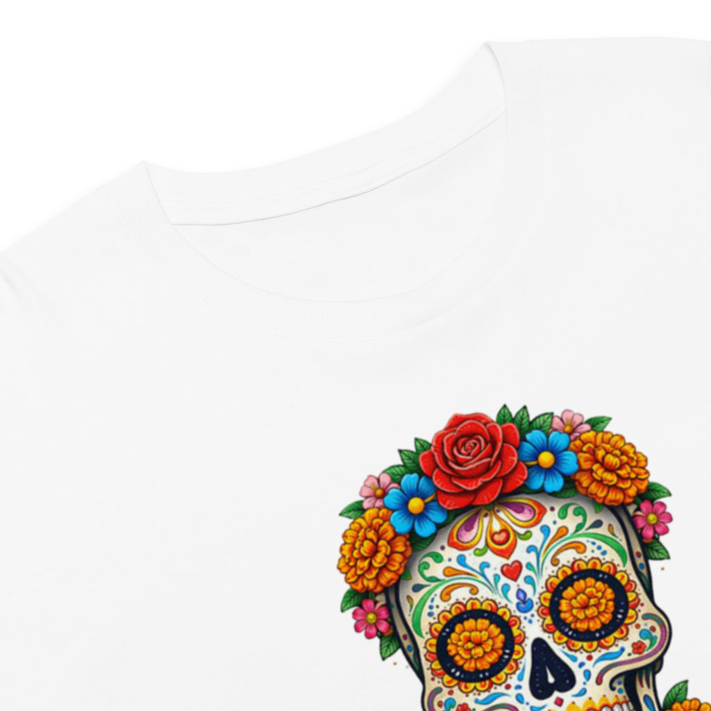 Crop top blanc crâne fleuri mexicain - 13